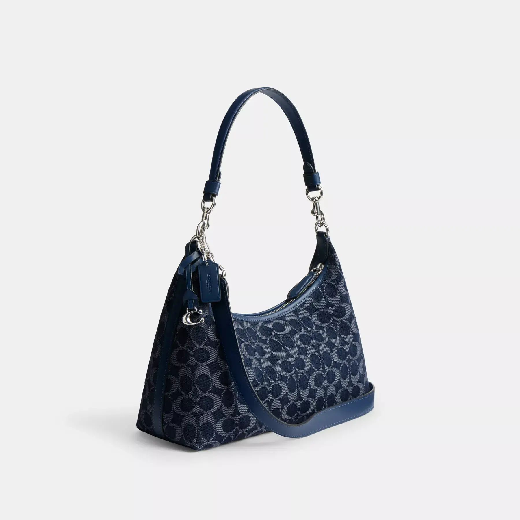 COACH Juliet Schultertasche aus charakteristischem Denim Dunkelblau Multi