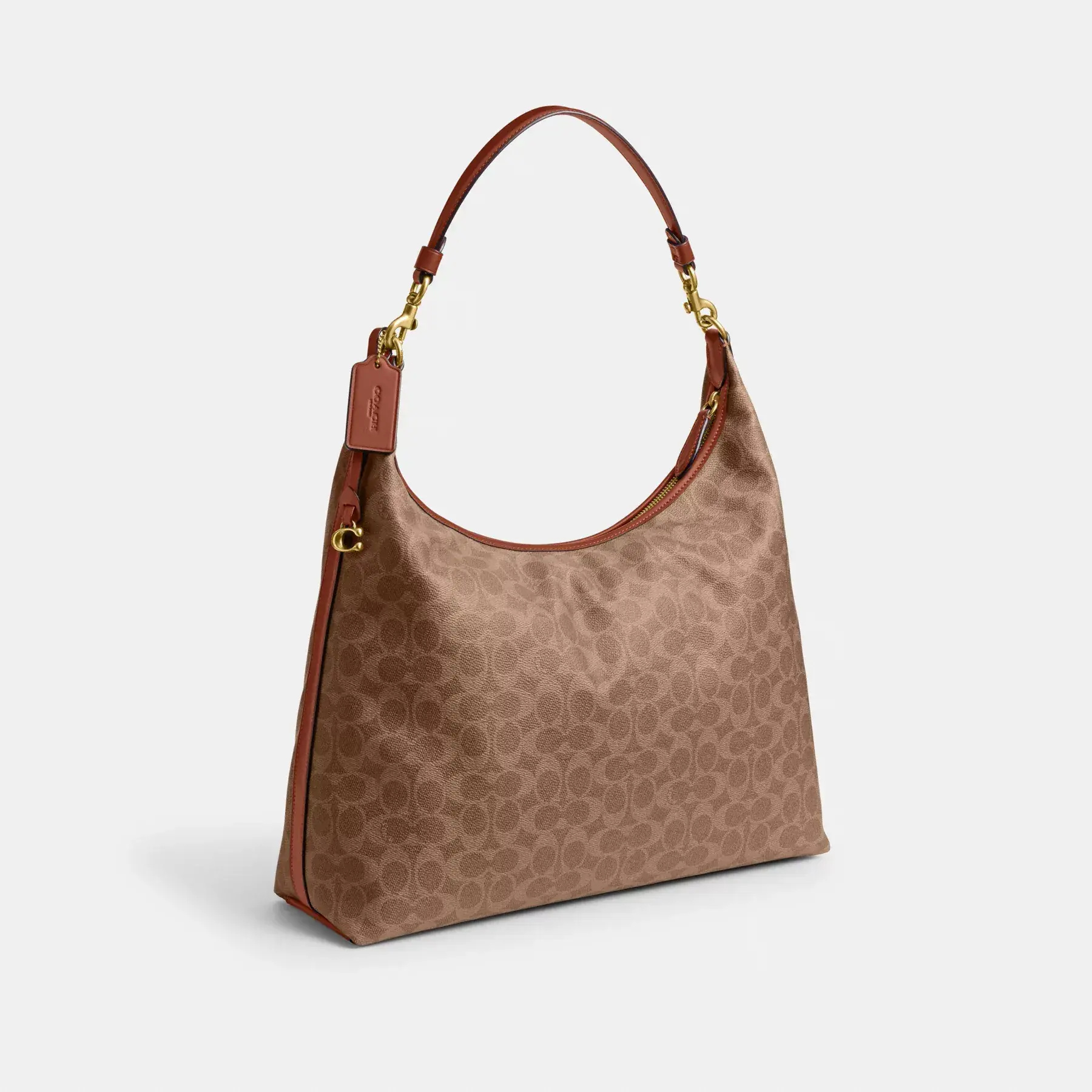 COACH Juliet Schultertasche 38 aus charakteristischem Canvas Hellbraunes Karamell