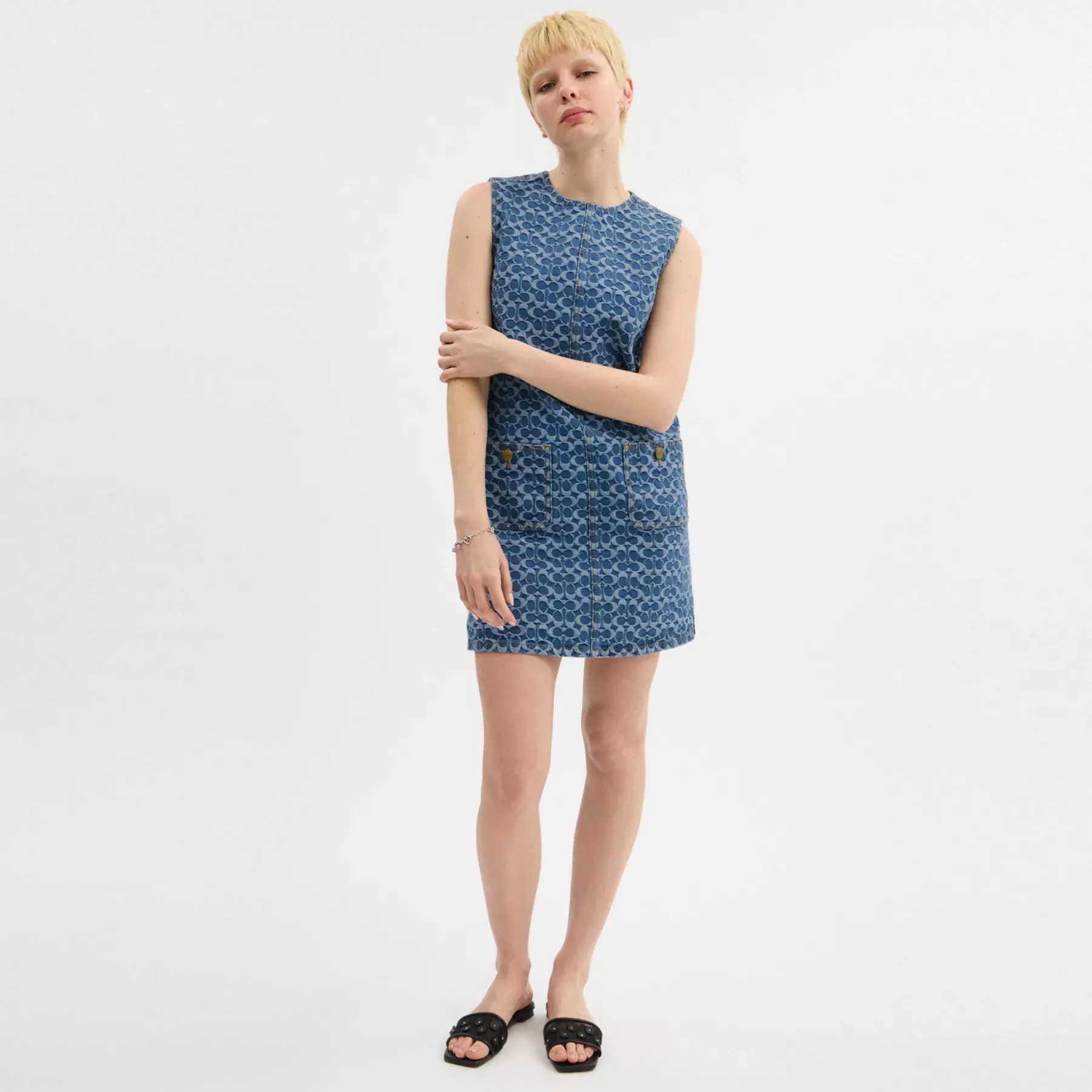 COACH Signature-Minikleid aus Bio-Baumwolle Blaue Signatur
