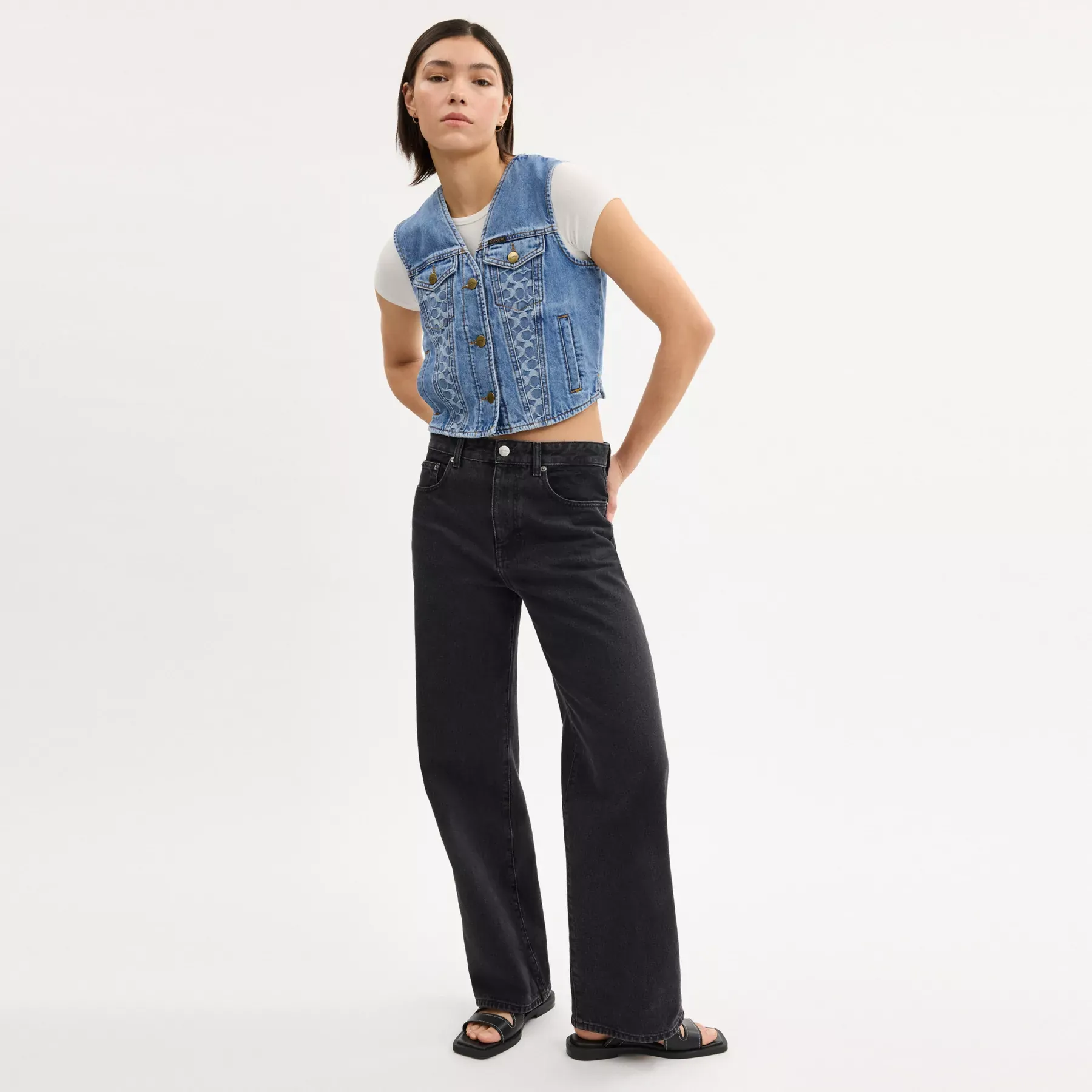 COACH Jeansweste aus Bio-Baumwolle Blau