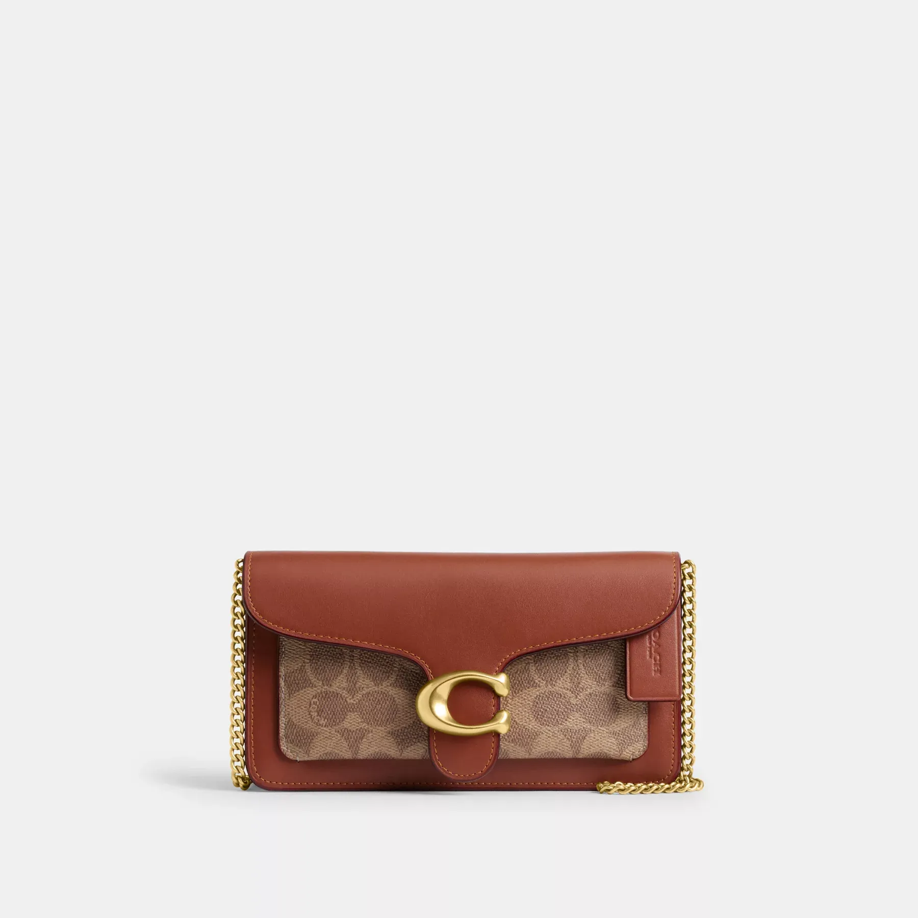 COACH Tabby Clutch mit Kettenverschluss aus charakteristischem Canvas Hellbraunes Karamell