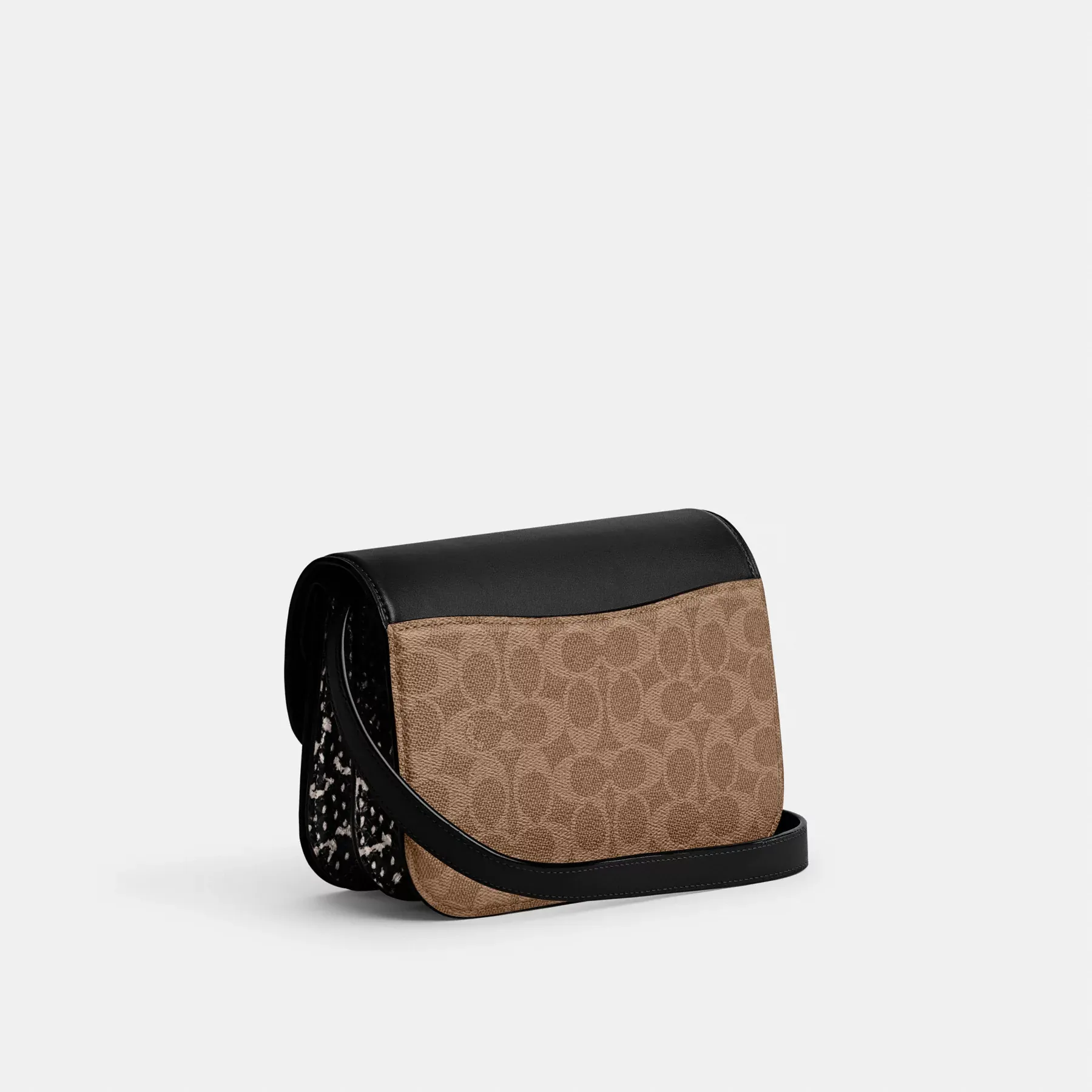 COACH Idol-Tasche aus charakteristischem Canvas mit Schlangenhaut-Detail Schwarzbraun Rost