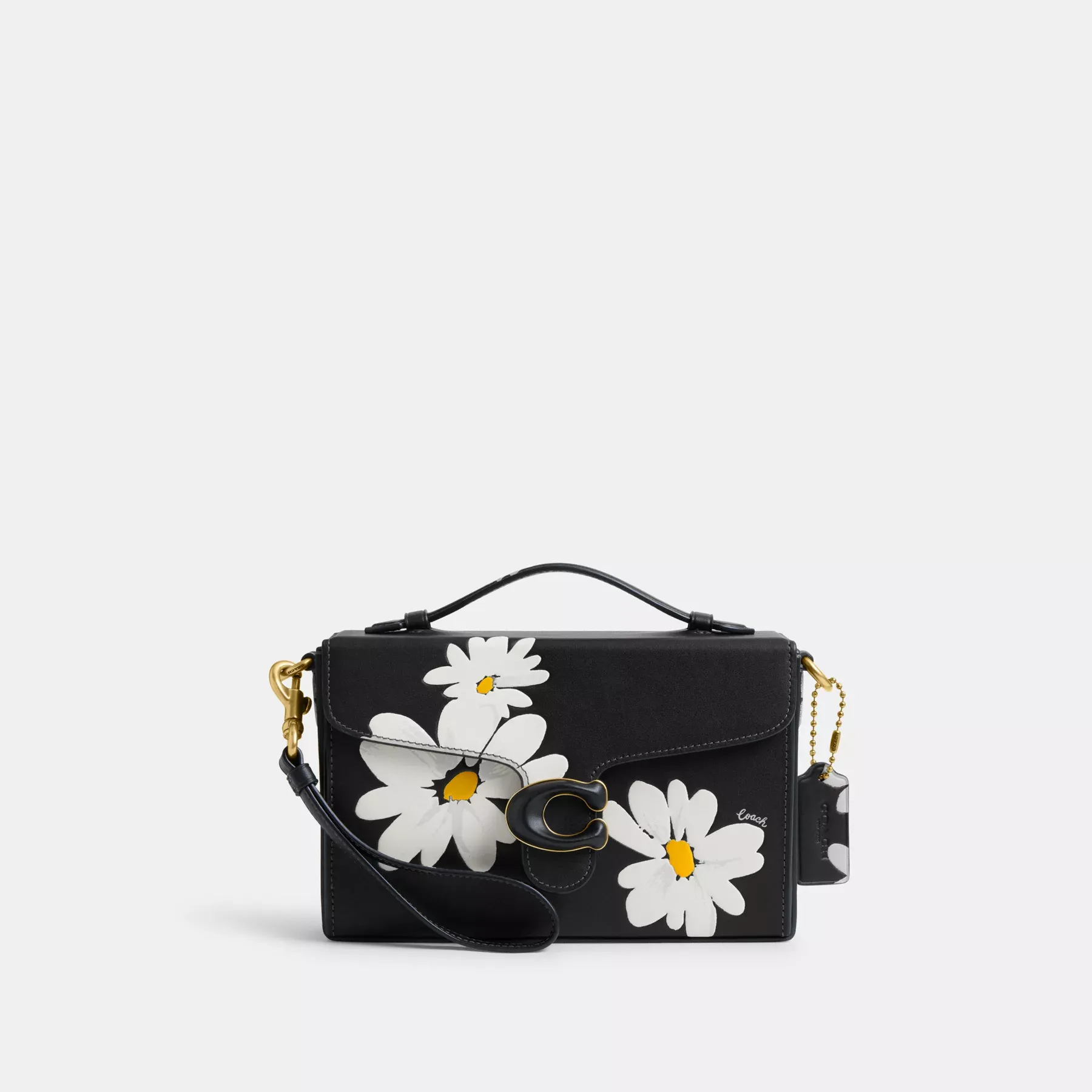 COACH Tabby Box-Tasche mit Blumendruck Schwarz Multi