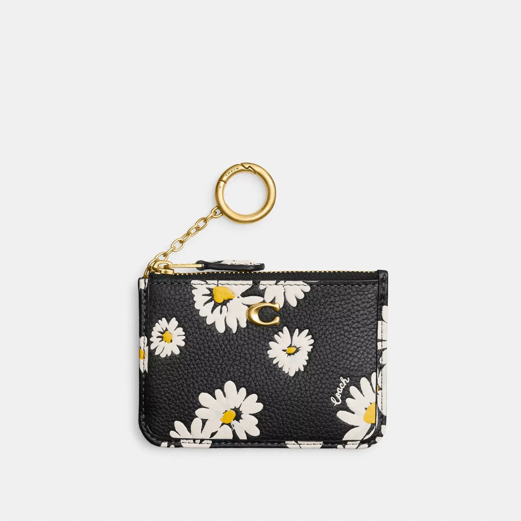 COACH Kleines schmales Ausweisetui mit Blumenmuster Schwarz Multi