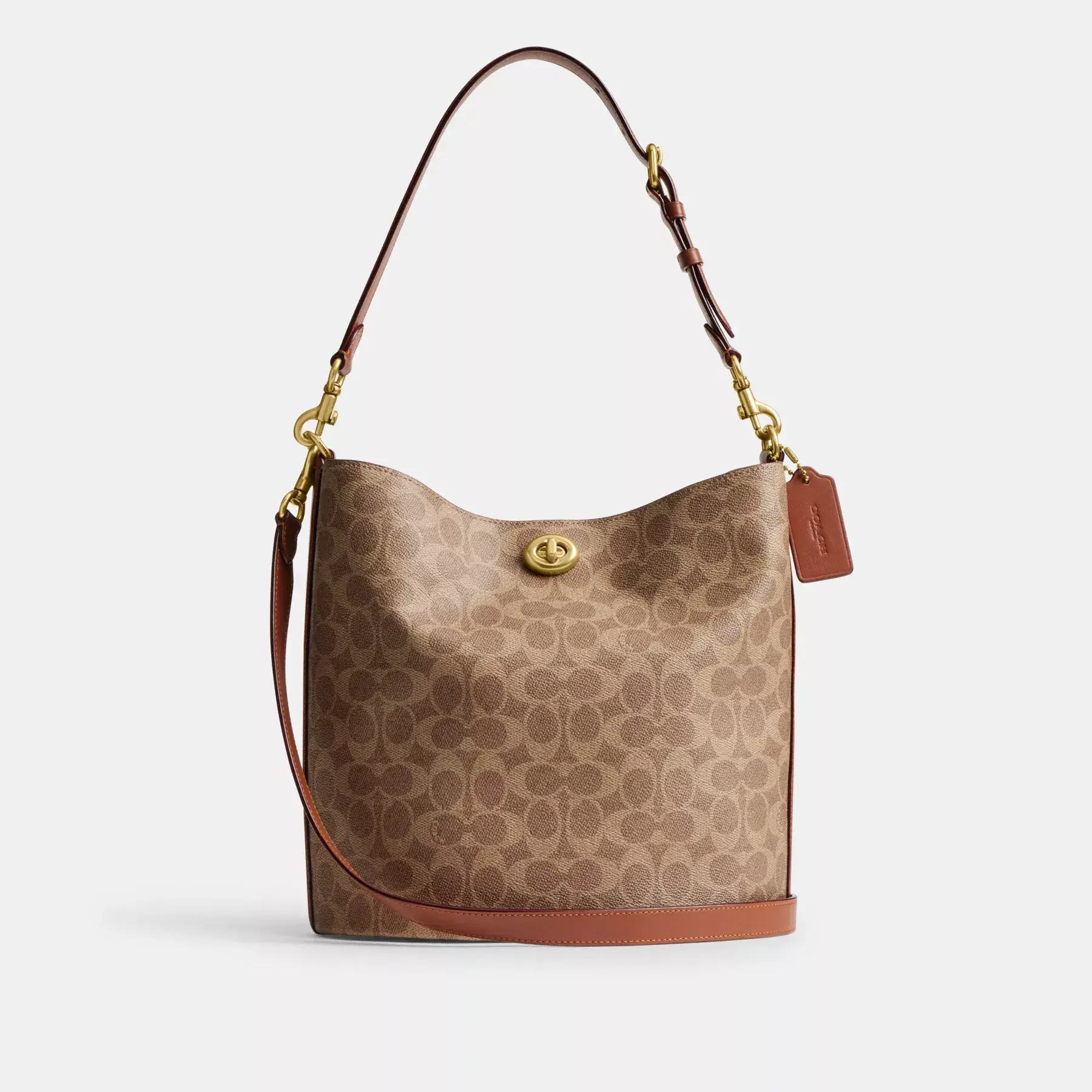 COACH Weiche Beuteltasche Willow aus charakteristischem Canvas Hellbraunes Karamell