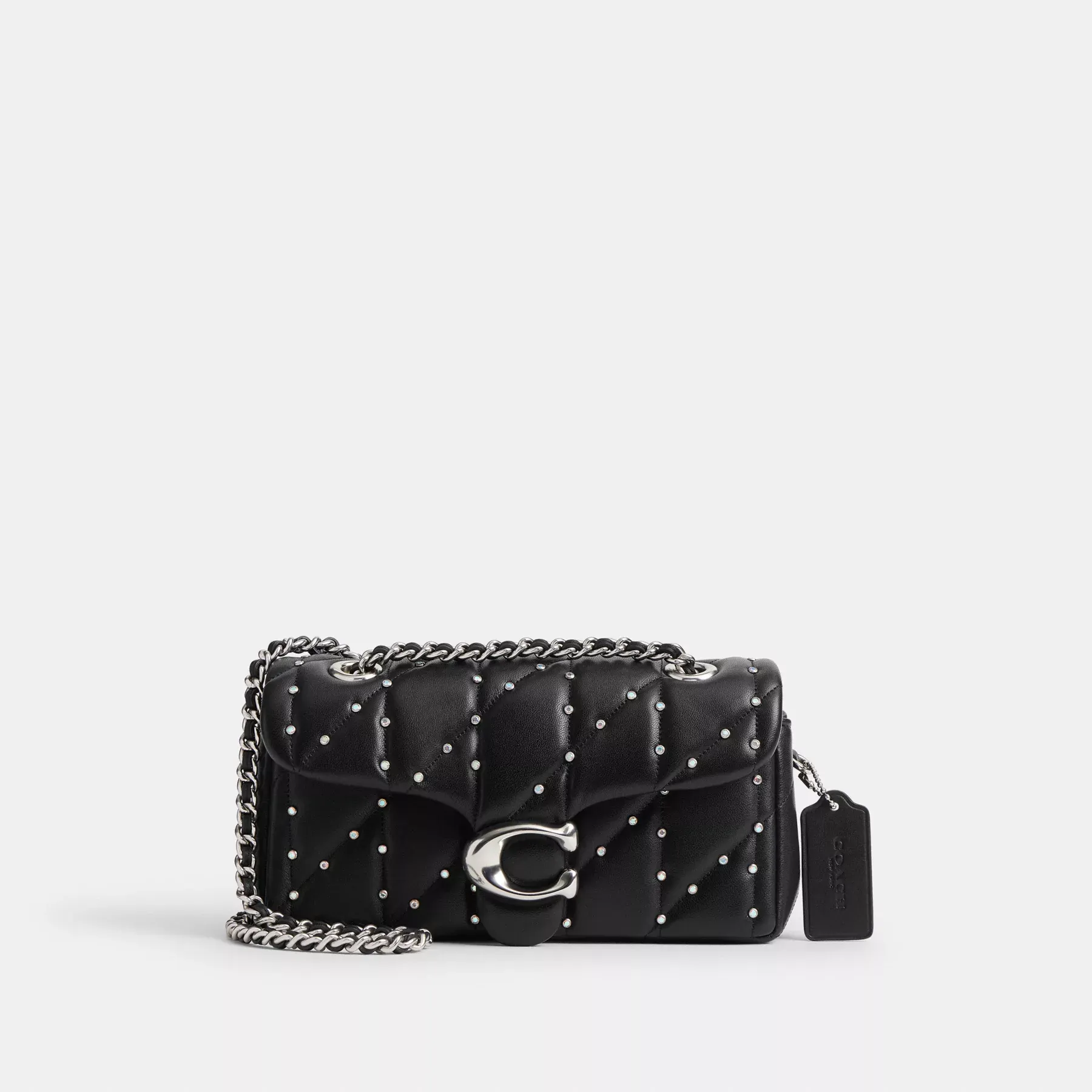 COACH Tabby Schultertasche 20 mit Kissensteppung und Kristallnieten Schwarz