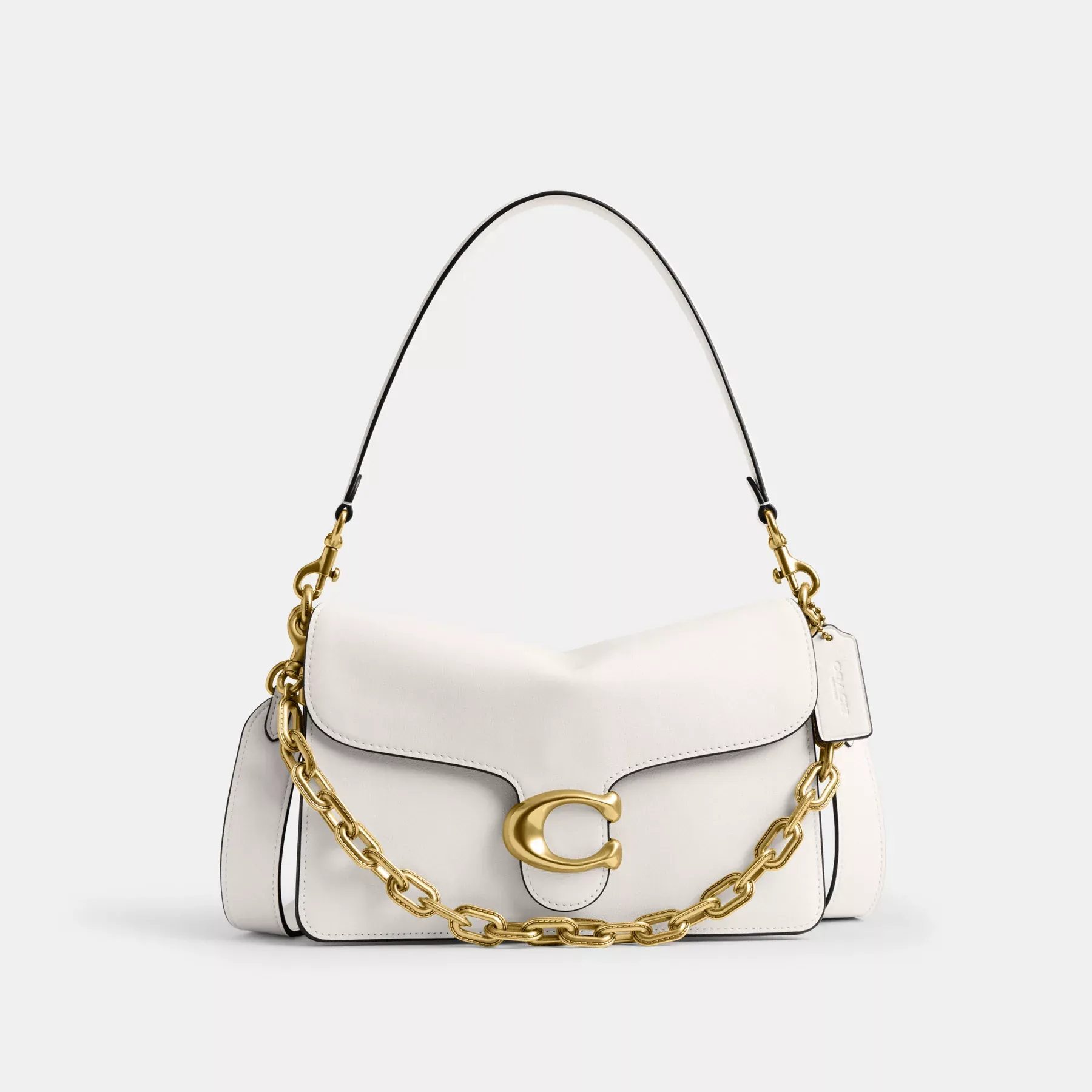 COACH Schultertasche mit Kette und Tabby-Muster Kreide