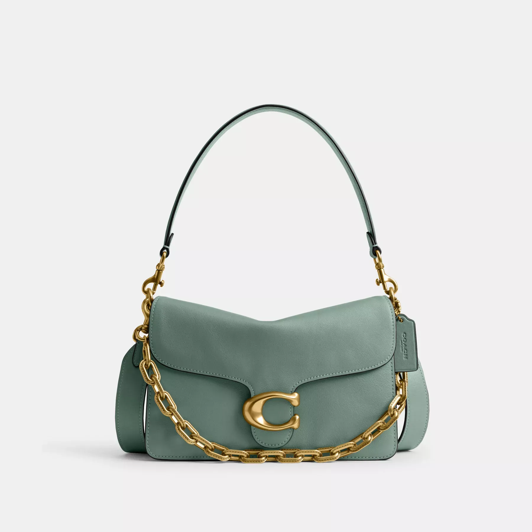 COACH Schultertasche mit Kette und Tabby-Muster B4/Salbei
