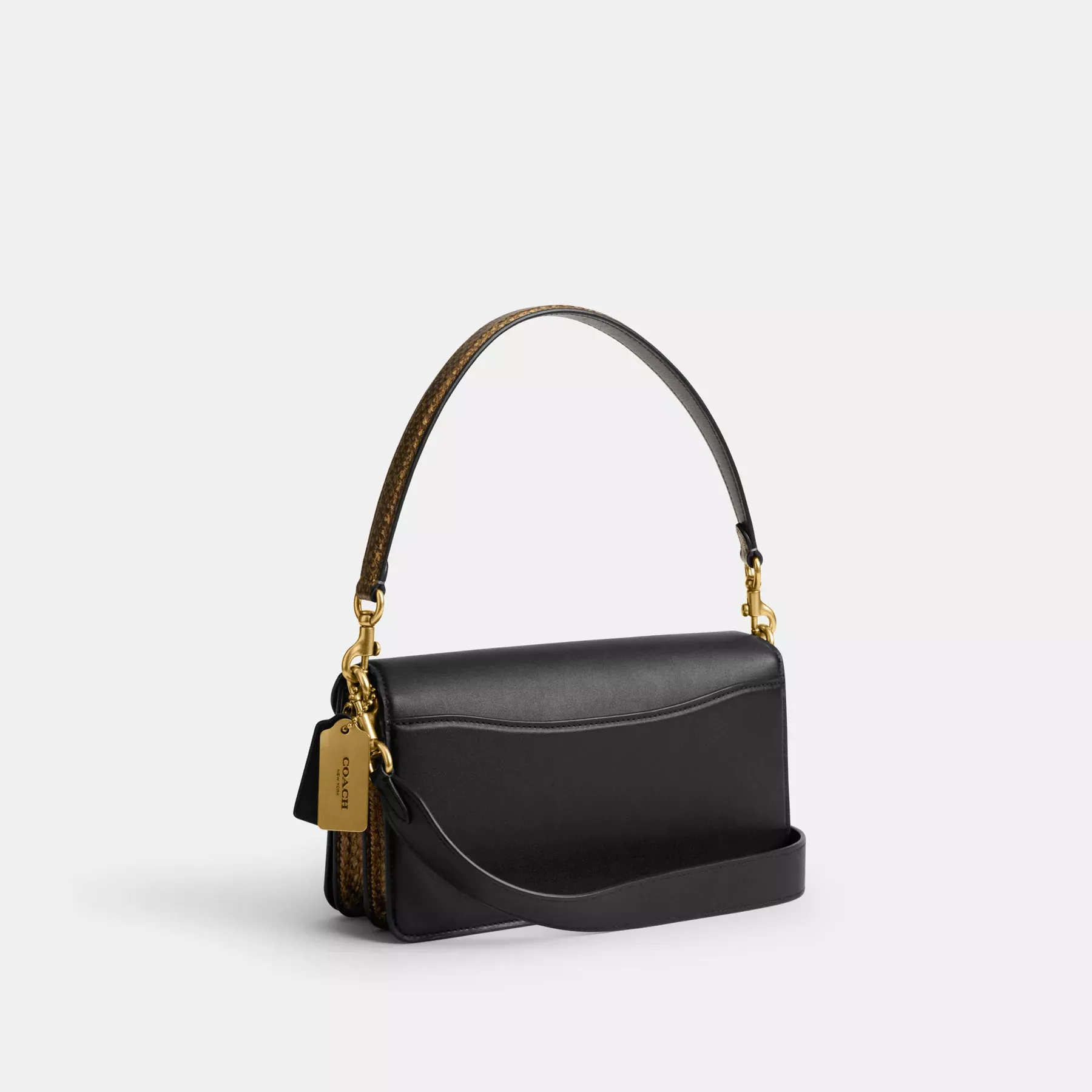 COACH New Year Tabby Schultertasche 26 mit Schlangenhaut-Detail Schwarz