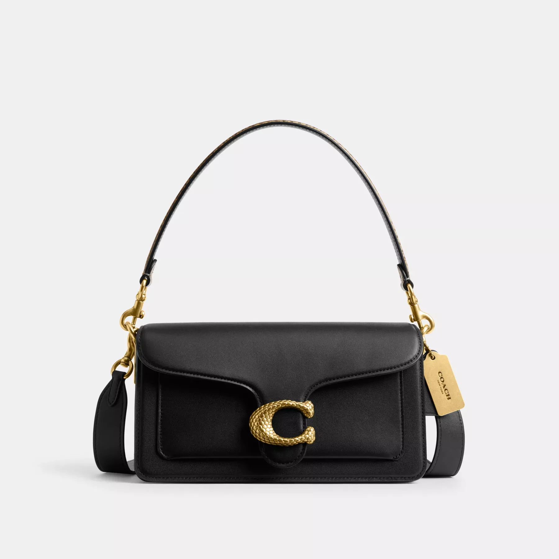 COACH New Year Tabby Schultertasche 26 mit Schlangenhaut-Detail Schwarz