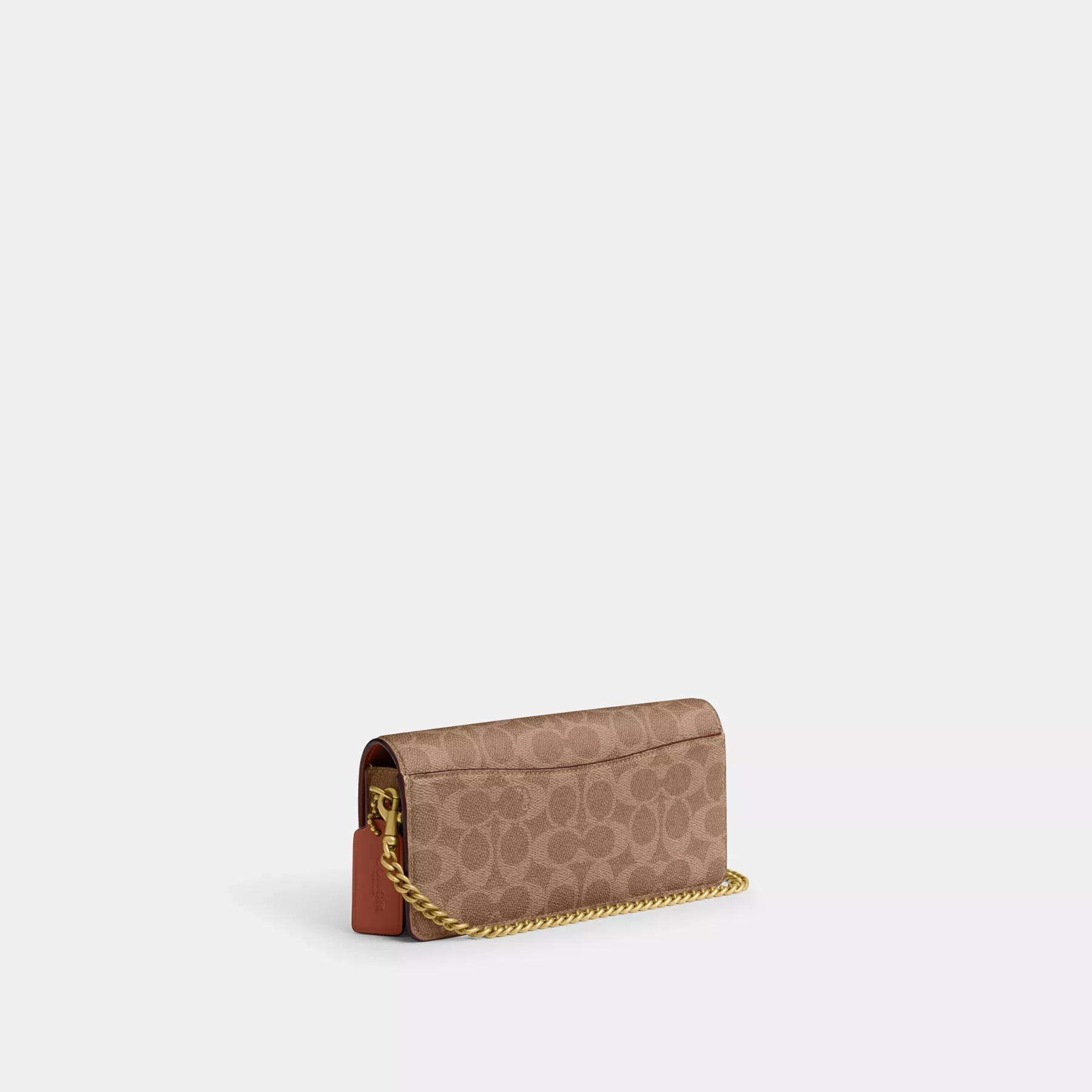 COACH Langes Essential-Portemonnaie mit Kette aus charakteristischem Canvas Hellbraunes Karamell