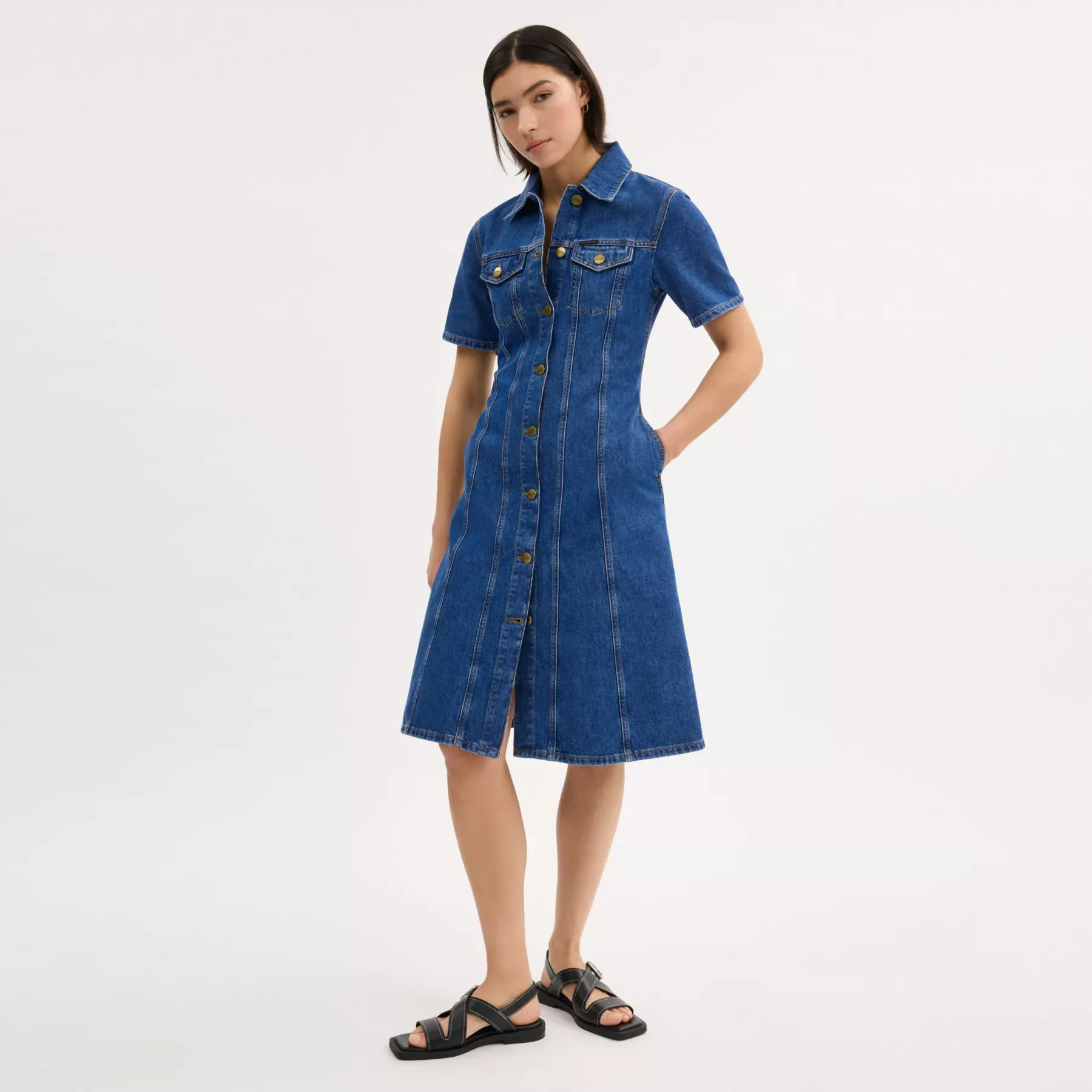 COACH Jeans-Midikleid Mittelblau