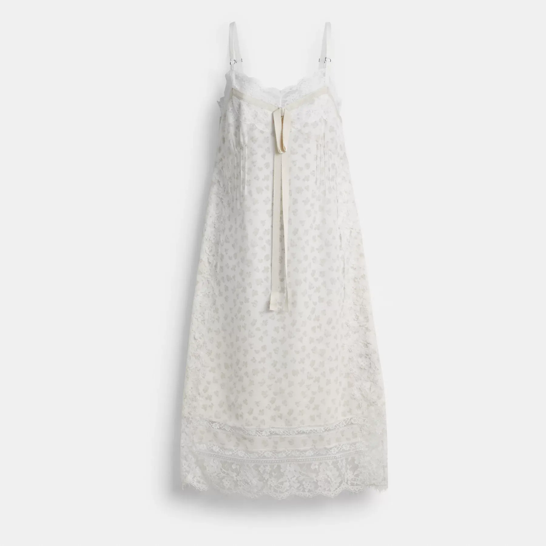 COACH Kleid aus geblümter Spitze Weiß Multi
