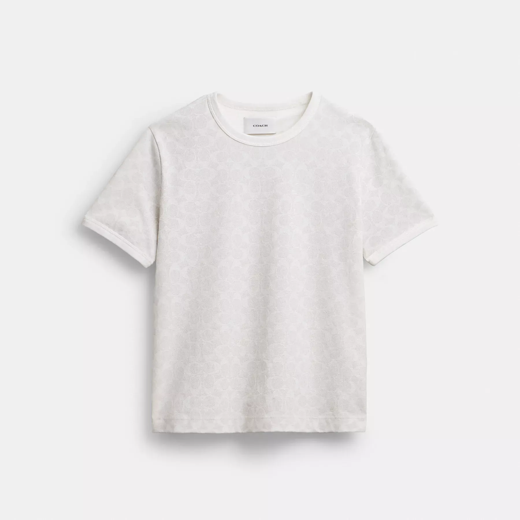 COACH Signature Ringer-T-Shirt aus Bio-Baumwolle Weiß Multi