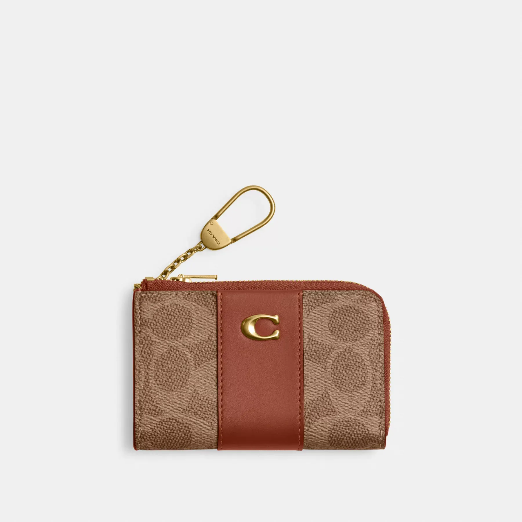 COACH Essential L-Zip-Schlüsseletui aus charakteristischem Canvas Hellbraunes Karamell