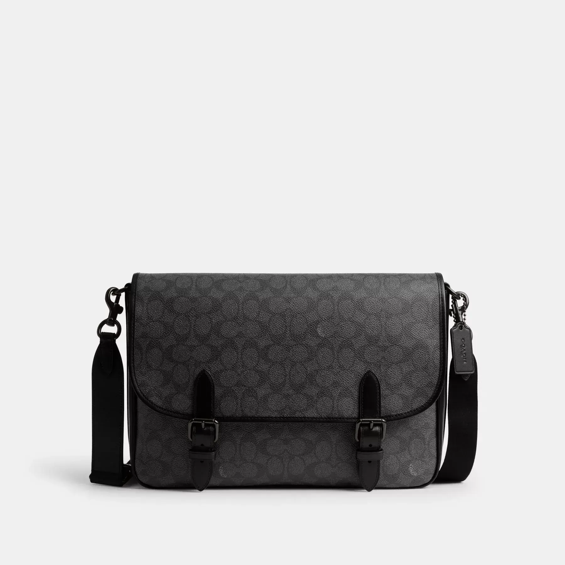COACH Hitch Messenger Bag aus charakteristischem Canvas Holzkohle