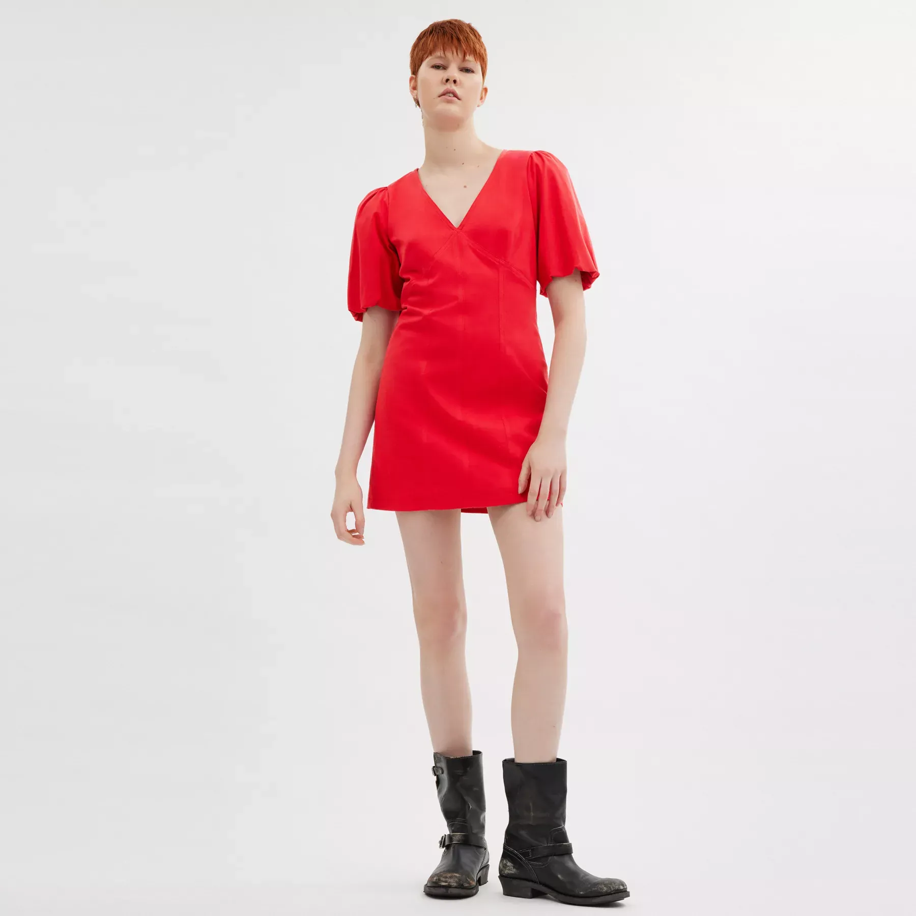 COACH Kleid mit Puffärmeln Rot