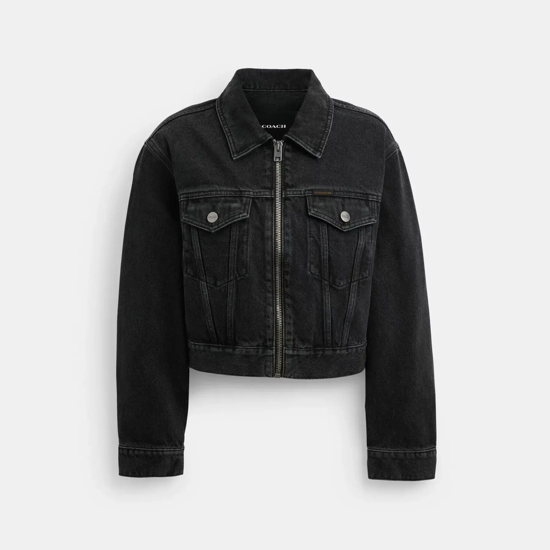 COACH Kurze Jeansjacke aus Bio-Baumwolle Schwarz