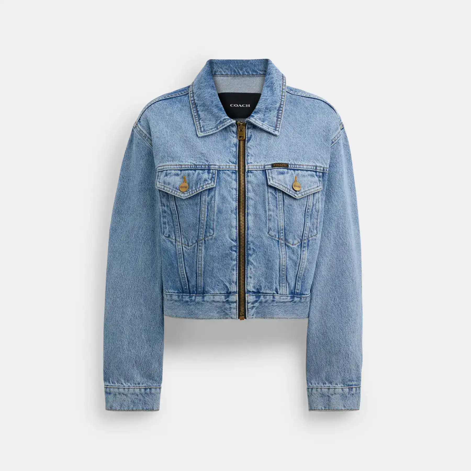 COACH Kurze Jeansjacke aus Bio-Baumwolle Blau