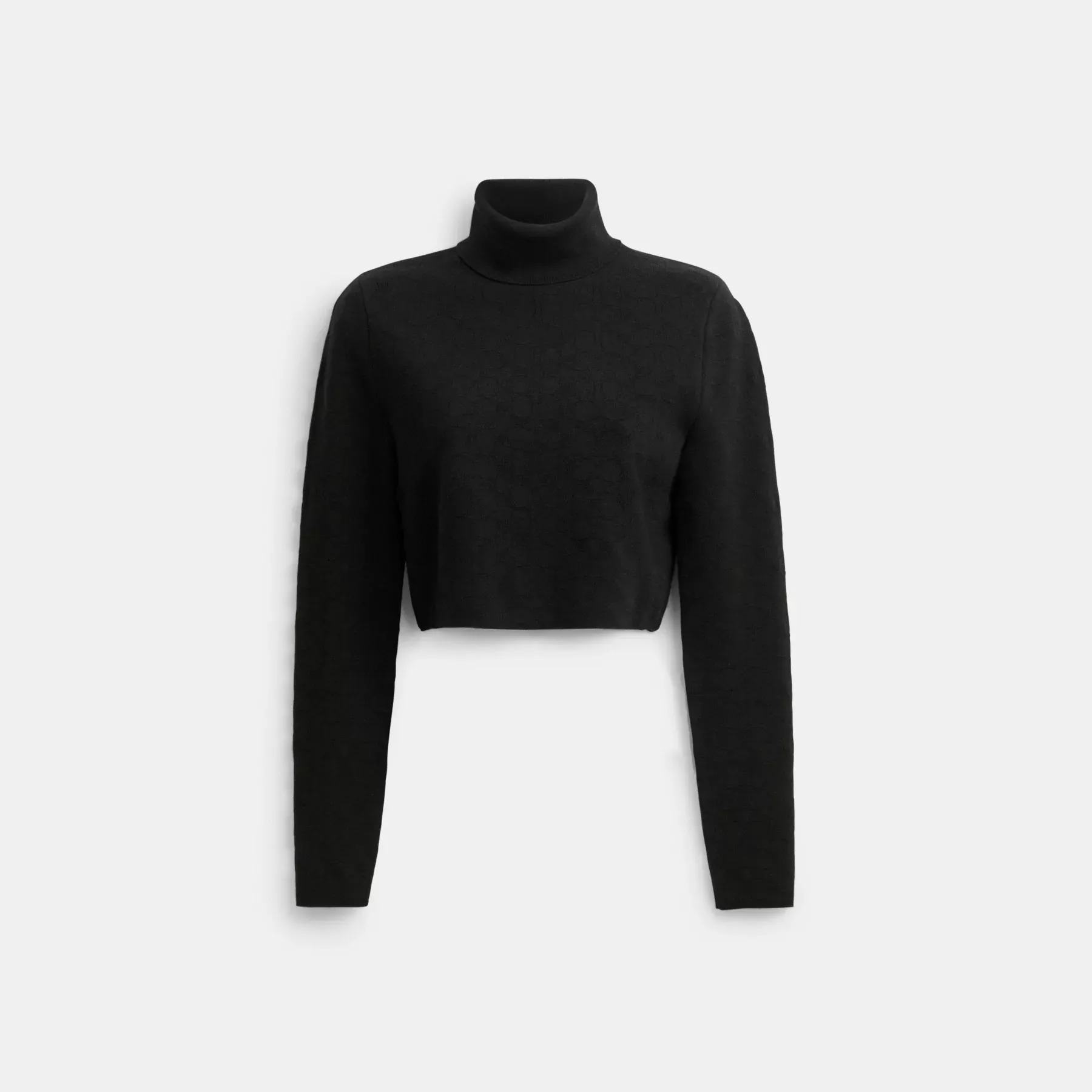 COACH Kurzer Rollkragenpullover aus charakteristischem Strick Schwarz