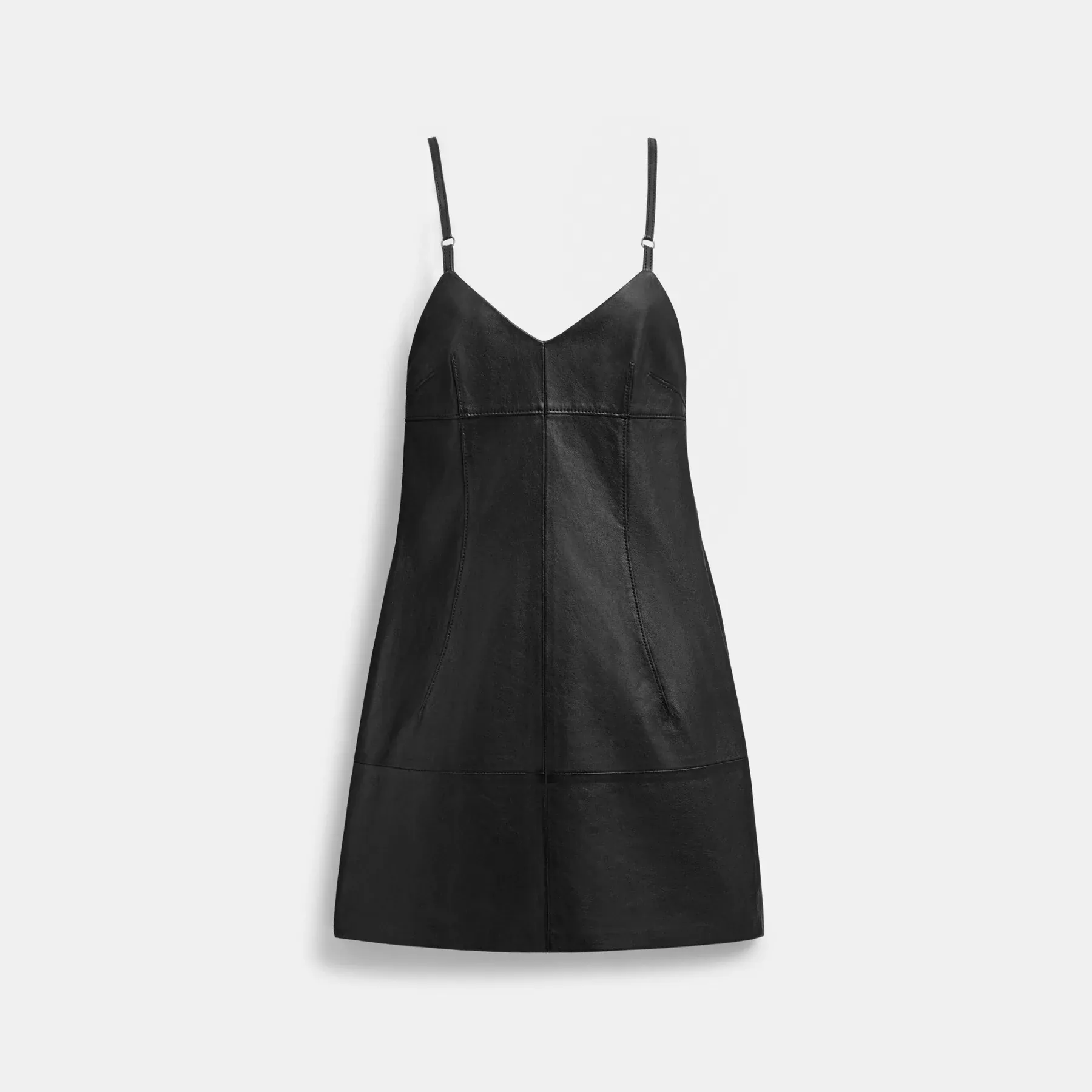 COACH Kurzes Lederkleid Schwarz