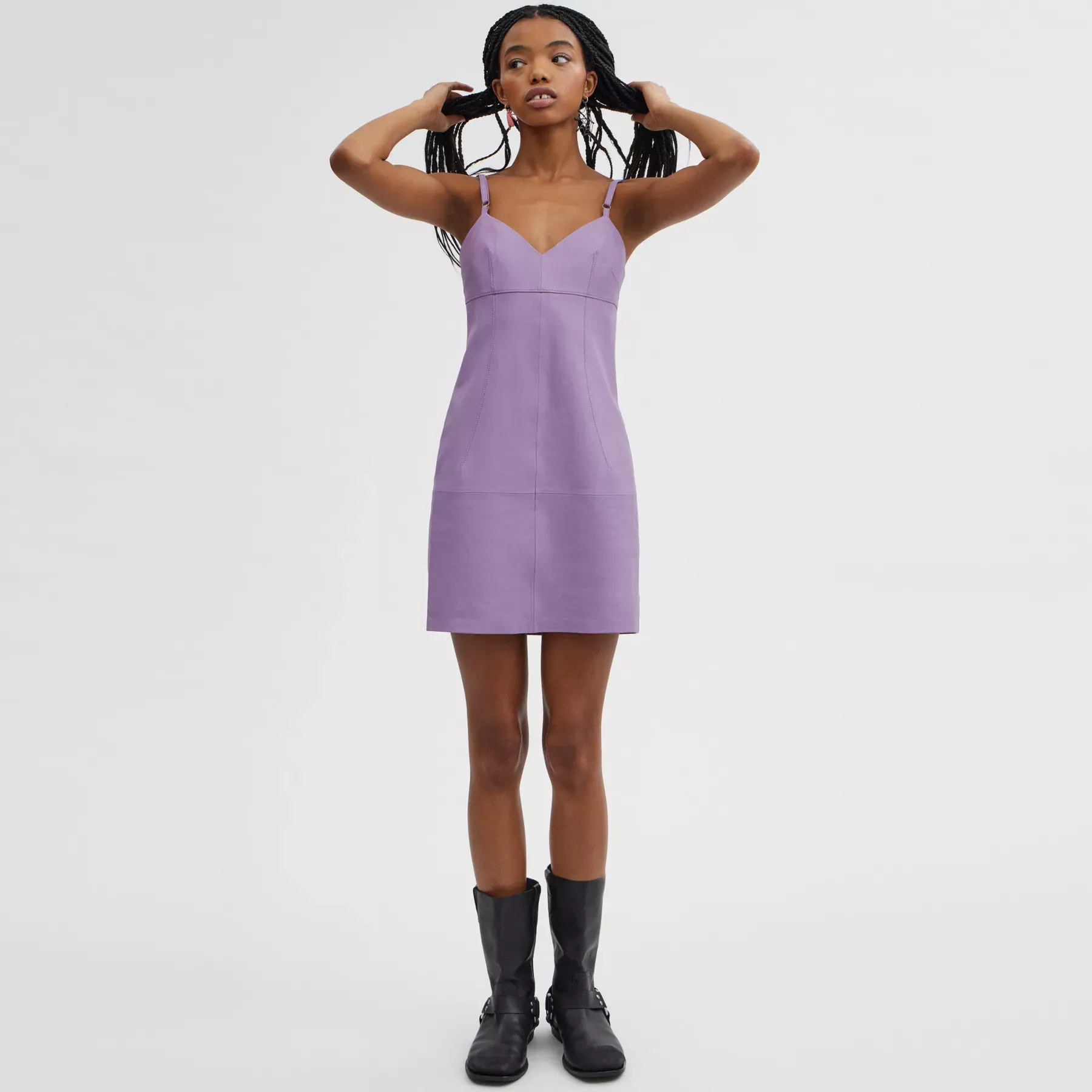 COACH Kurzes Lederkleid Lila
