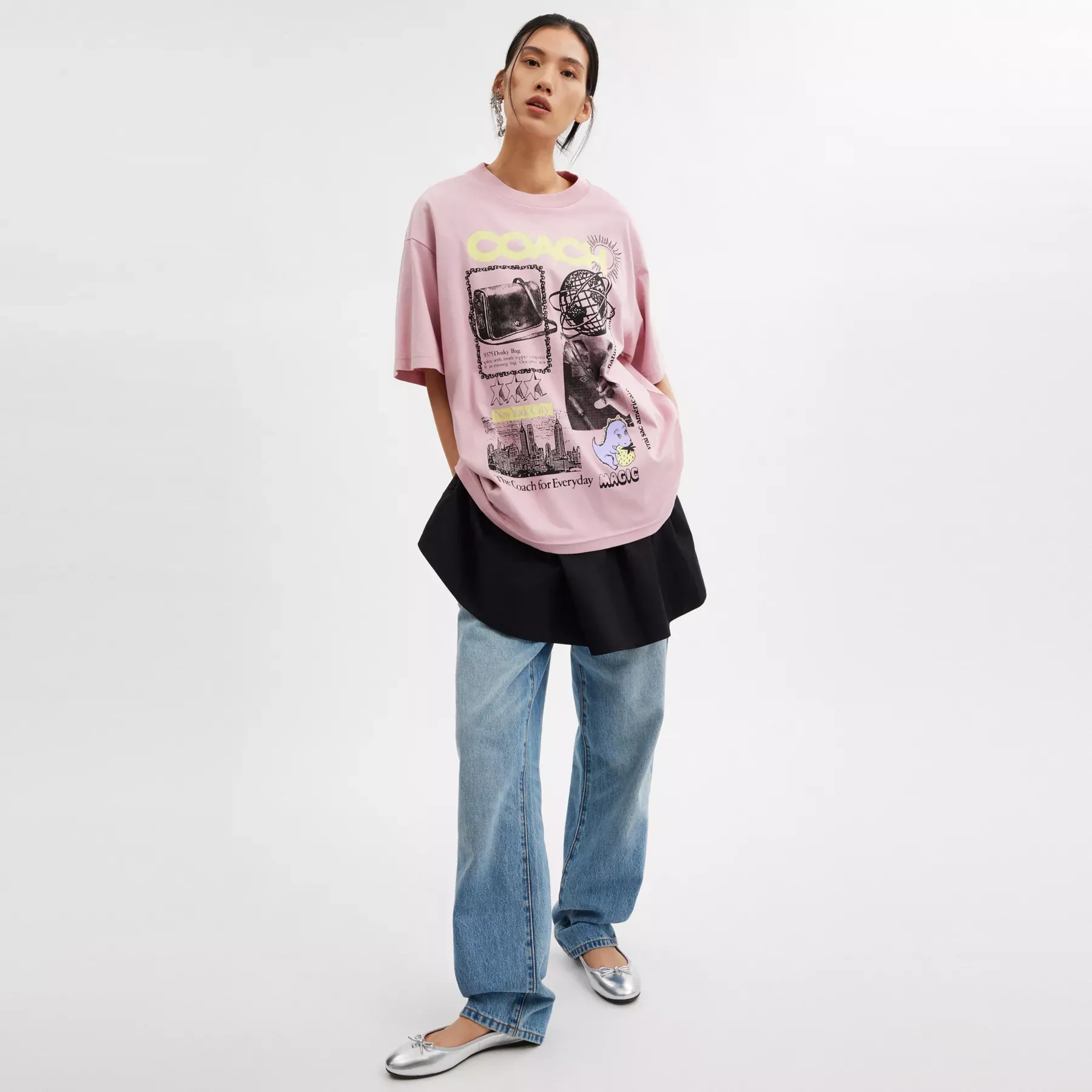 COACH Lässiges Grafik-T-Shirt aus Bio-Baumwolle Rosa