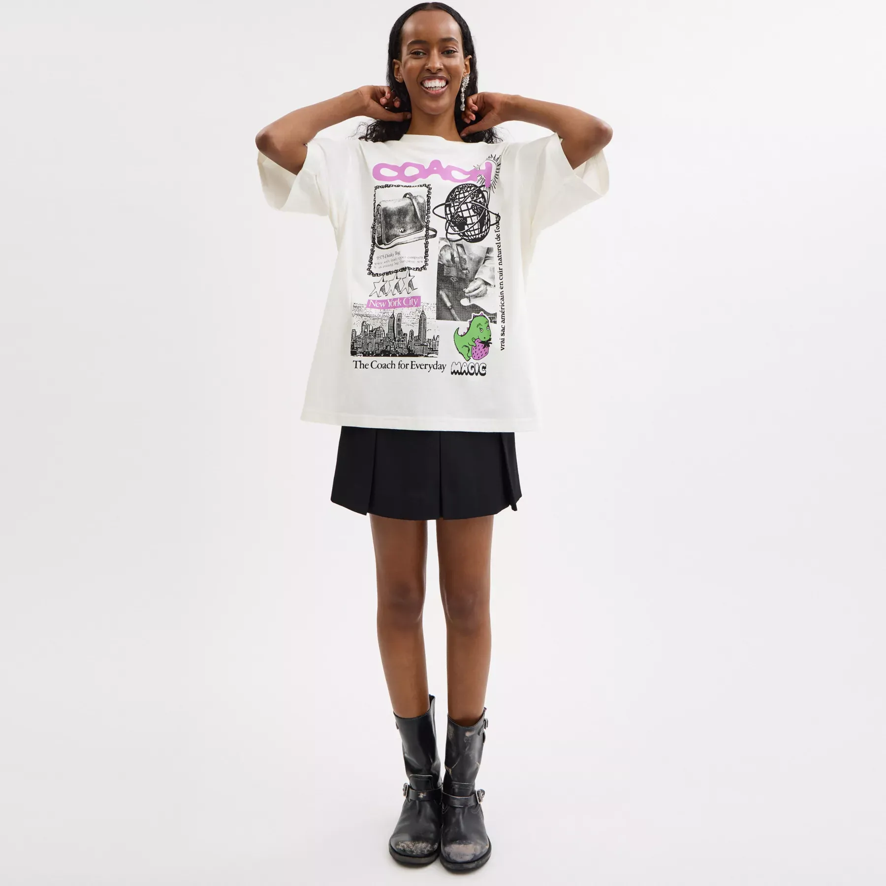 COACH Lässiges Grafik-T-Shirt aus Bio-Baumwolle Weiß