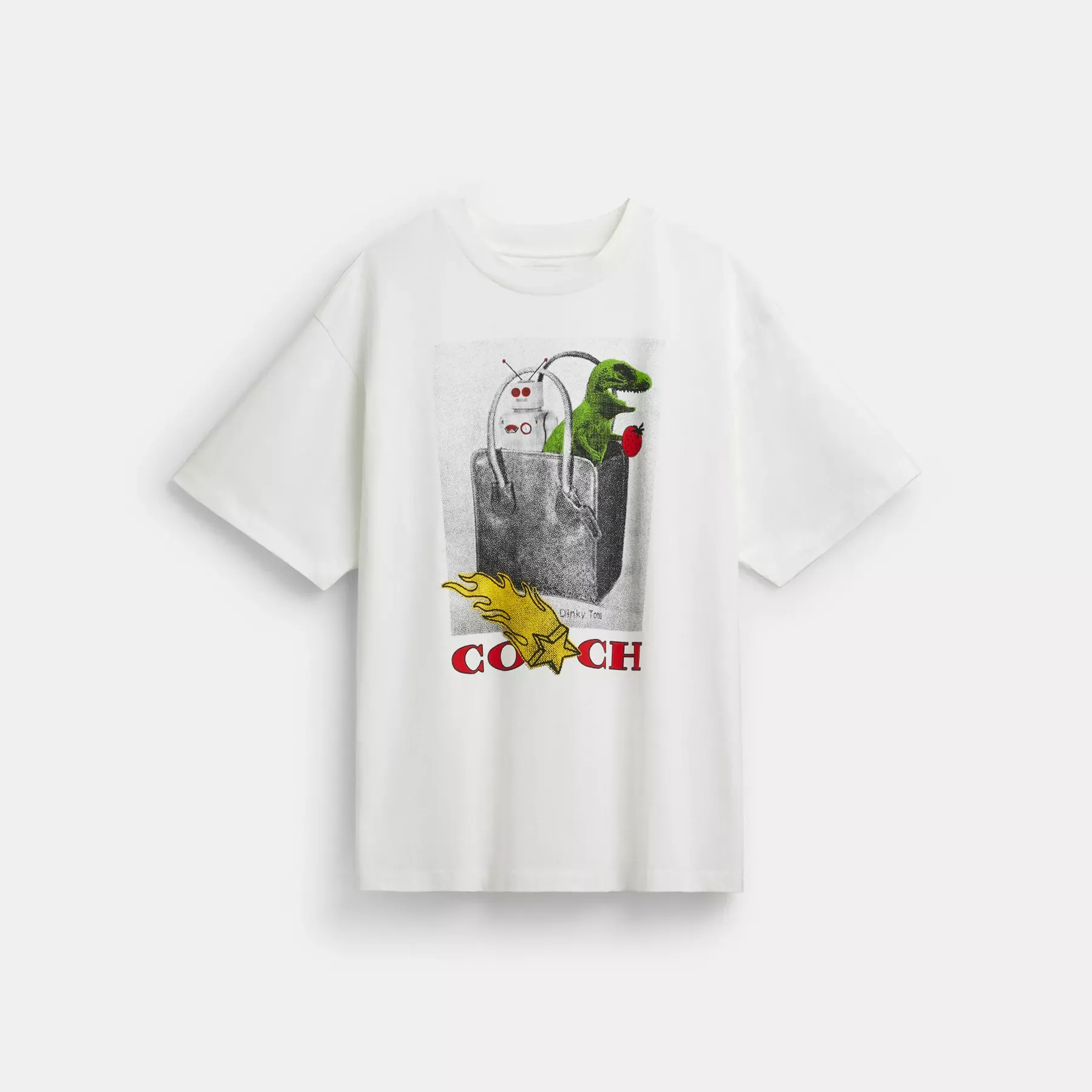 COACH Lässiges T-Shirt mit Collage aus Bio-Baumwolle Weiß