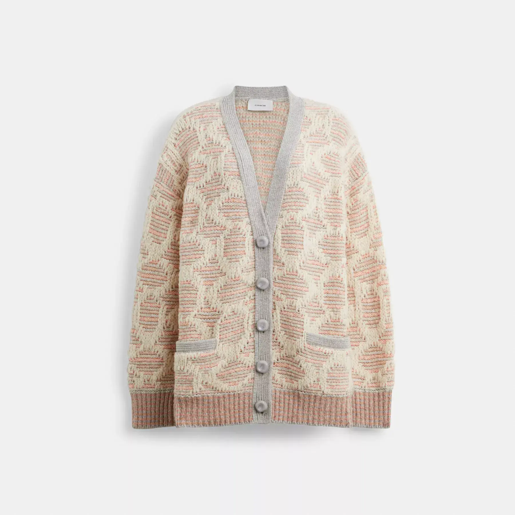 COACH Langer Signature Cardigan Rosa Multi