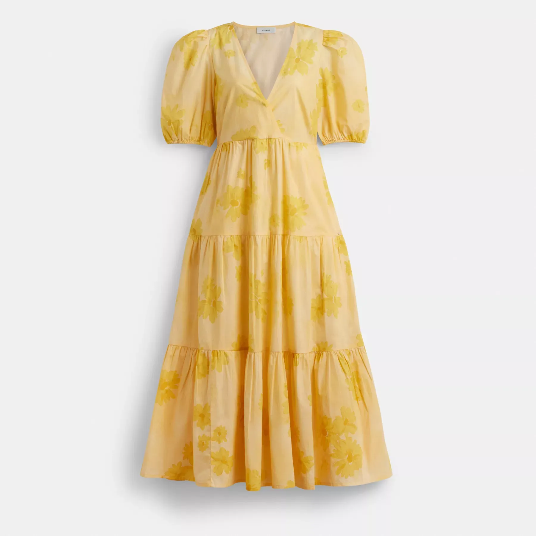 COACH Langes Baumwollkleid mit Blumenmuster Gelb