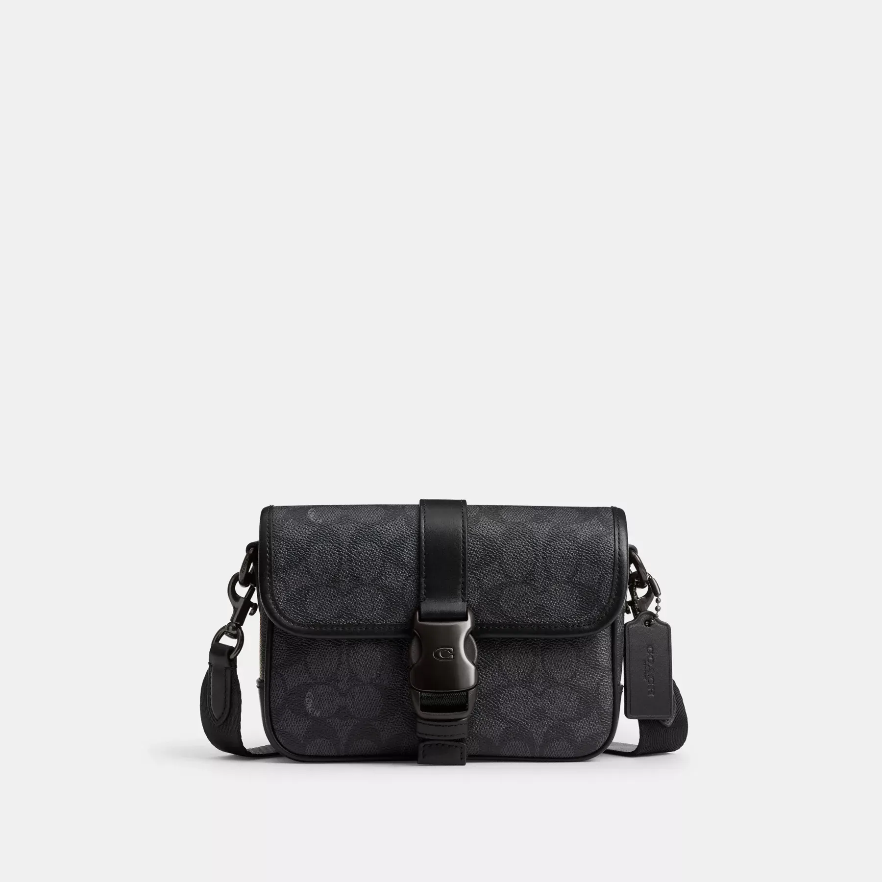 COACH League Crossbody Bag 19 aus charakteristischem Canvas Charcoal Signature