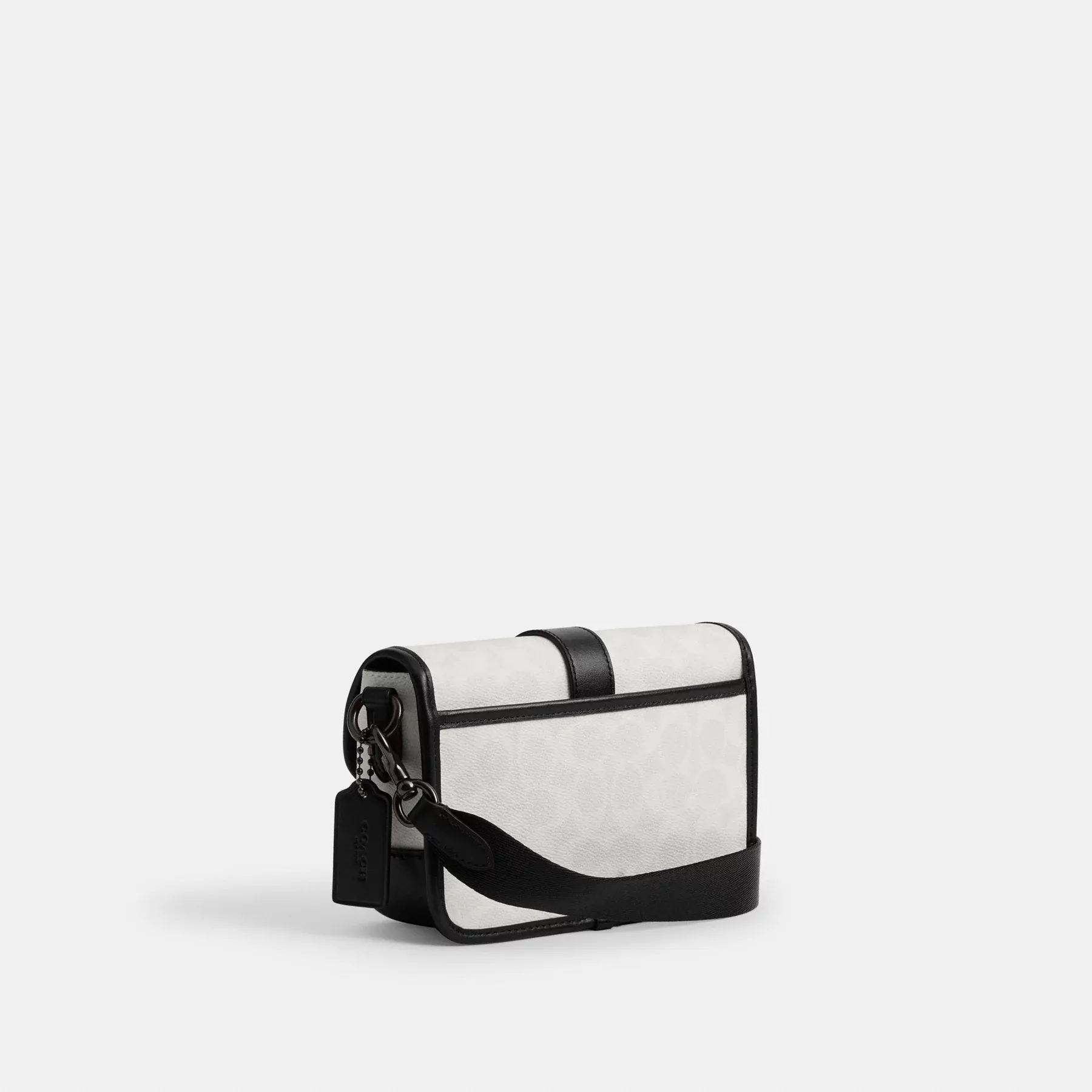 COACH League Crossbody Bag 19 aus charakteristischem Canvas Weiß/Schwarze Signatur