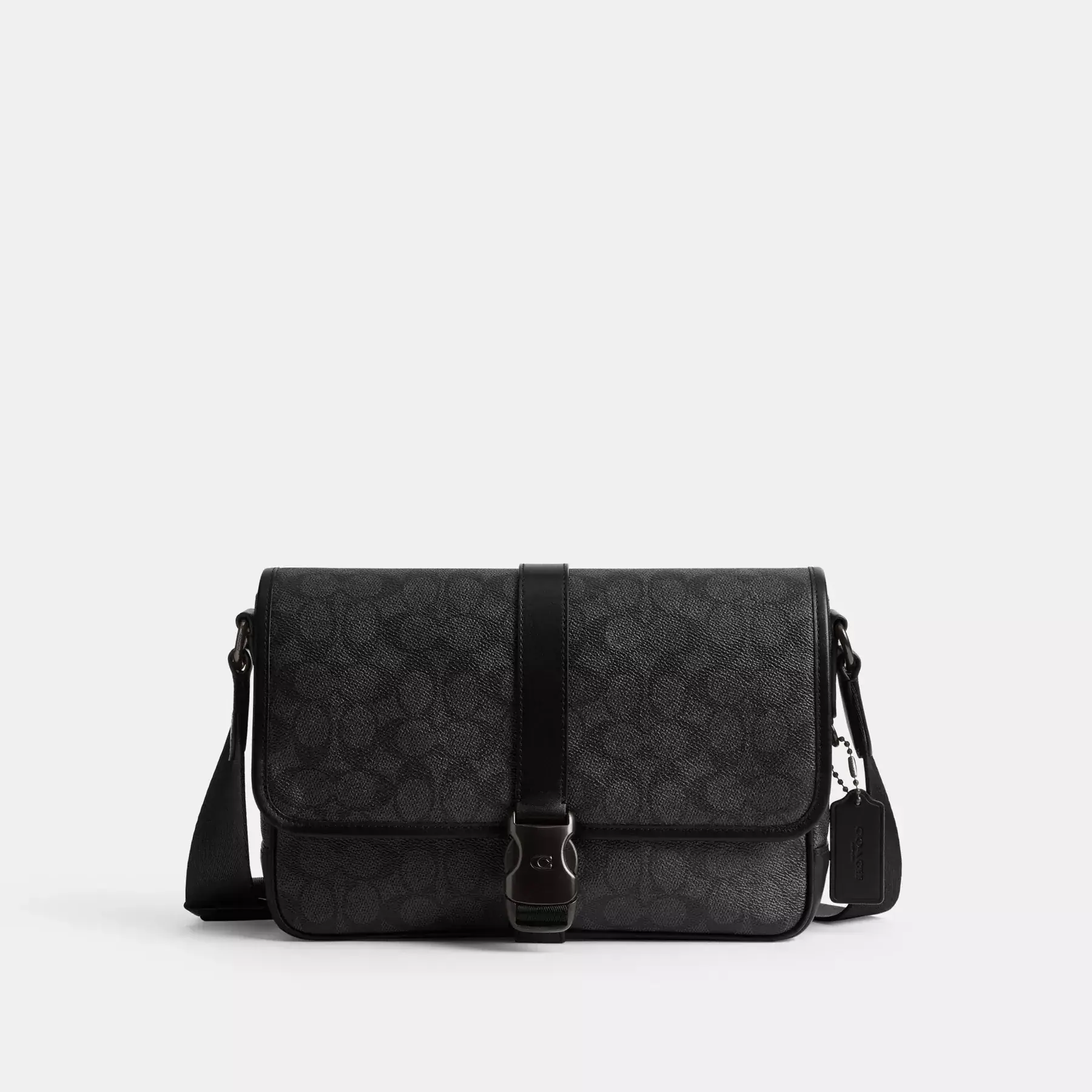 COACH League Messenger Bag aus charakteristischem Canvas Charcoal Signature