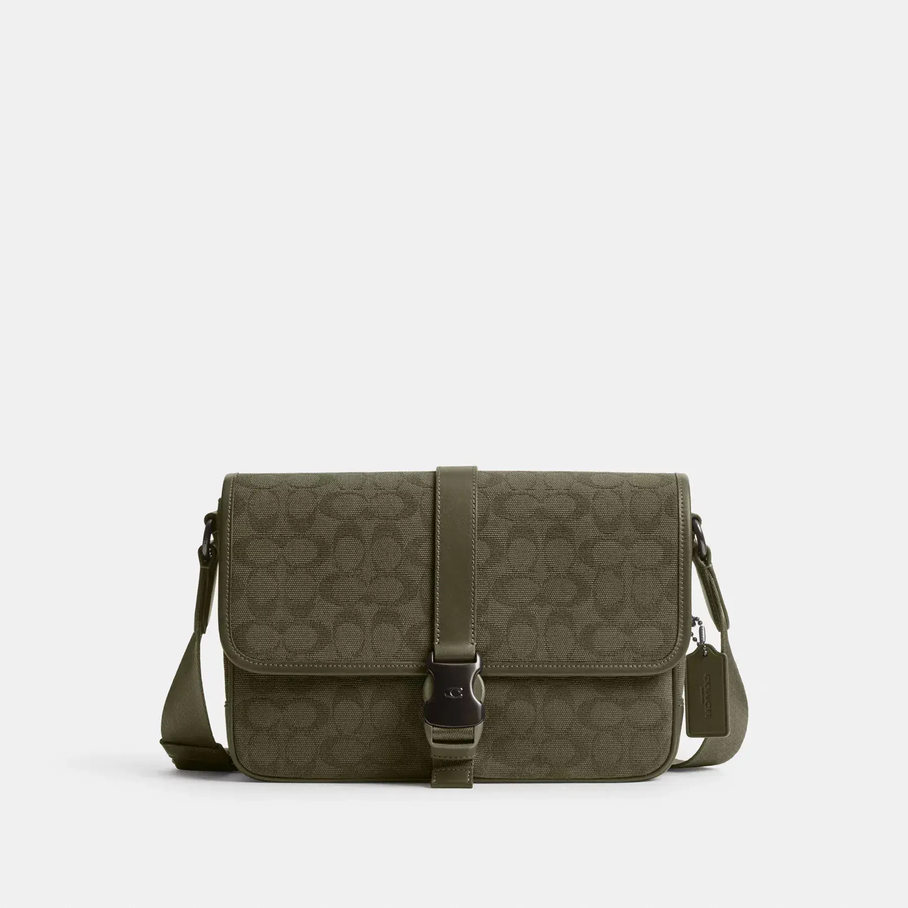 COACH League – Messenger Bag aus charakteristischem Canvas-Jacquard Armeegrün