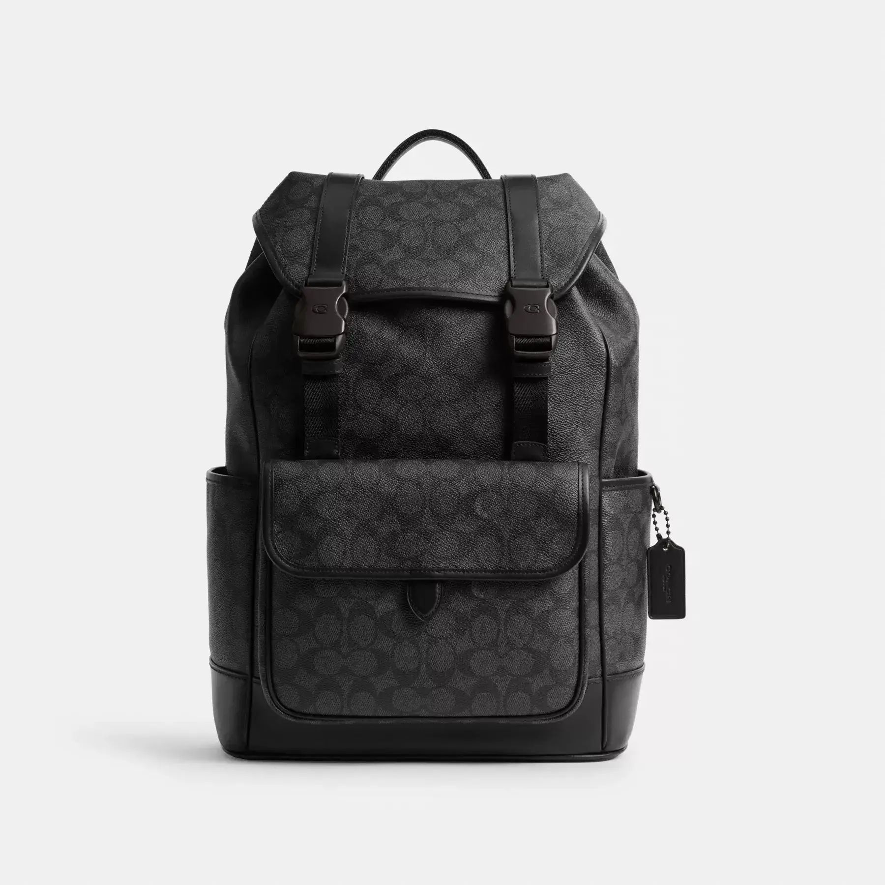 COACH League – Rucksack mit Klappe aus charakteristischem Canvas Charcoal Signature