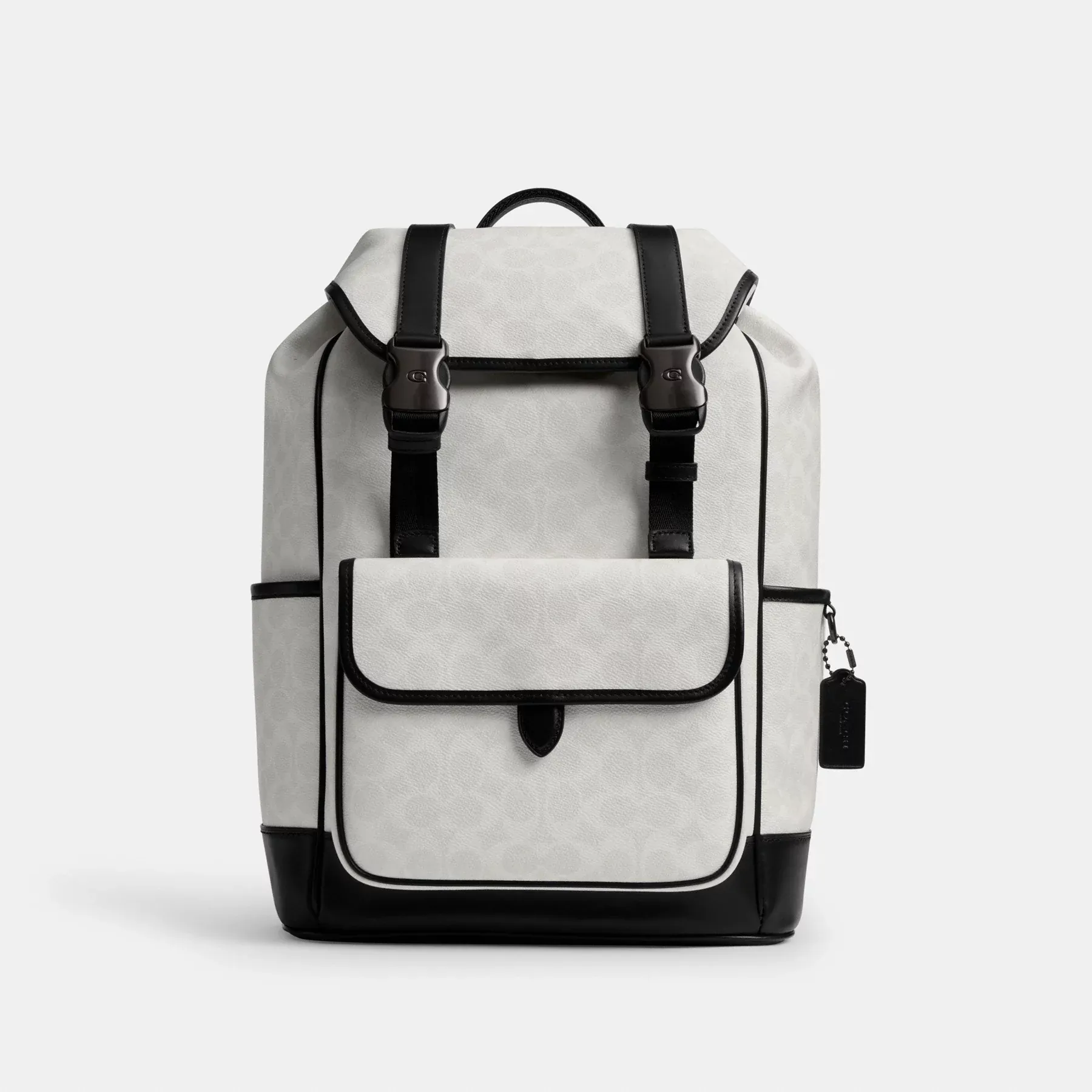 COACH League – Rucksack mit Klappe aus charakteristischem Canvas Weiß/Schwarze Signatur