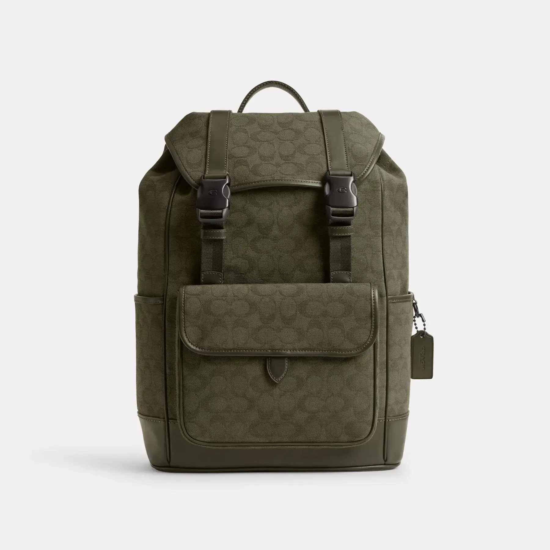 COACH League – Rucksack mit Klappe aus charakteristischem Canvas-Jacquard Armeegrün