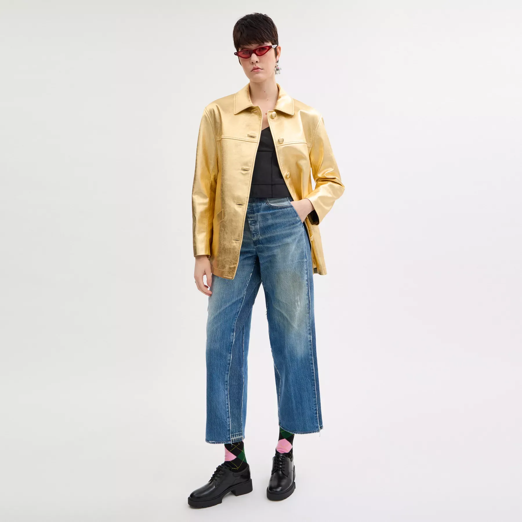 COACH Lederjacke Gold