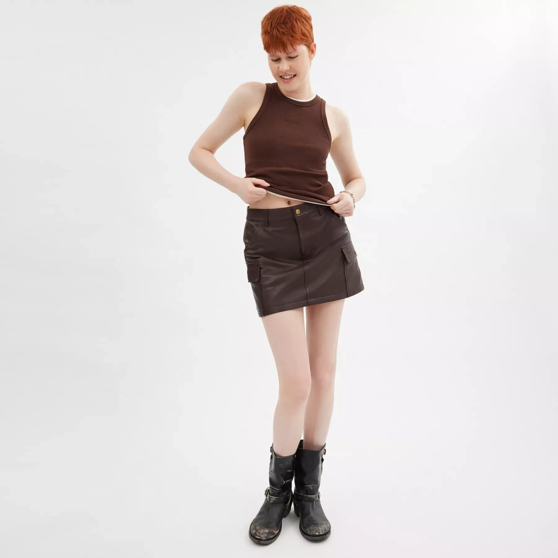 COACH Mini-Cargorock aus Leder Braun