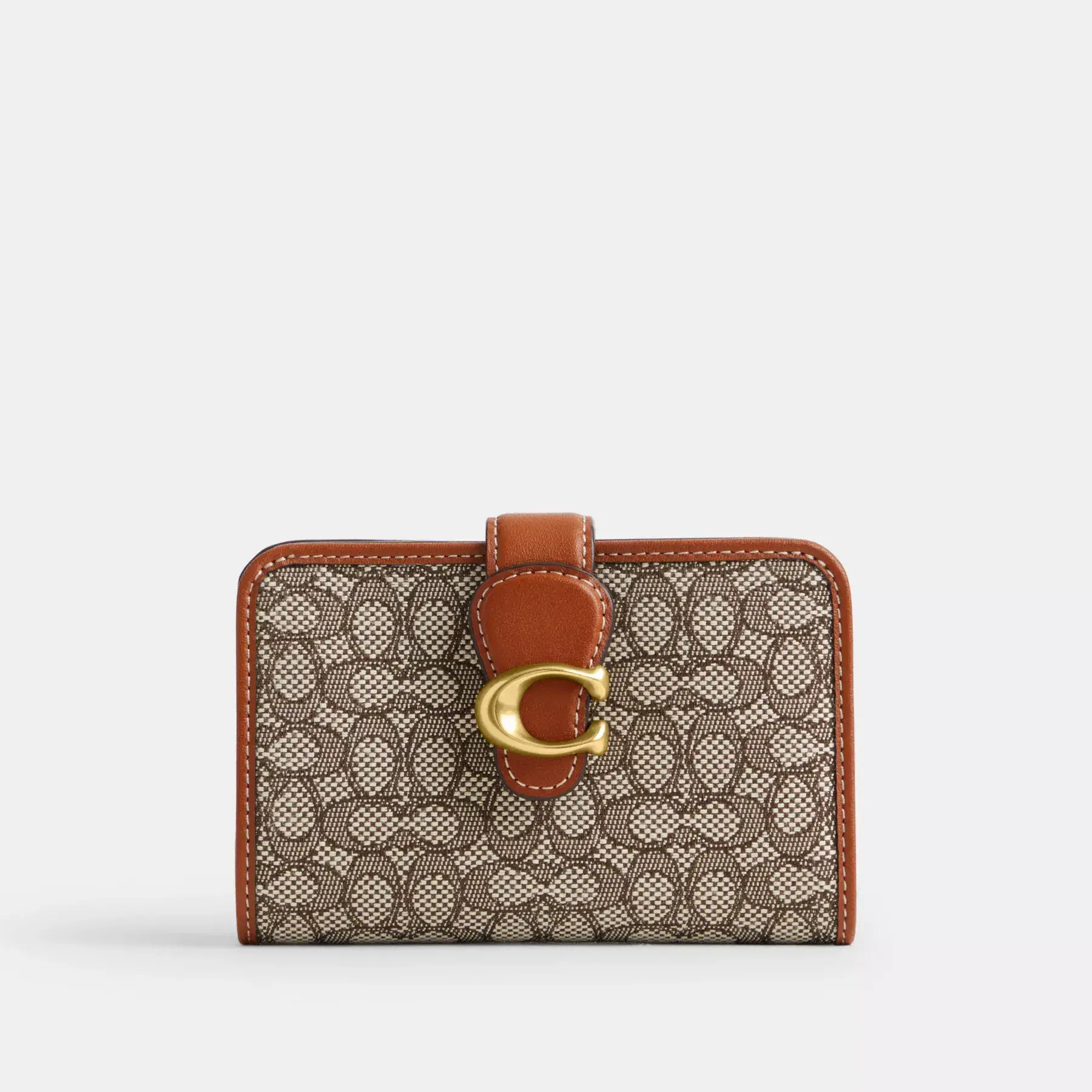 COACH Mittelgroße Geldbörse „Tabby“ aus charakteristischem Mikro-Jacquard Kakaopolierter Amb