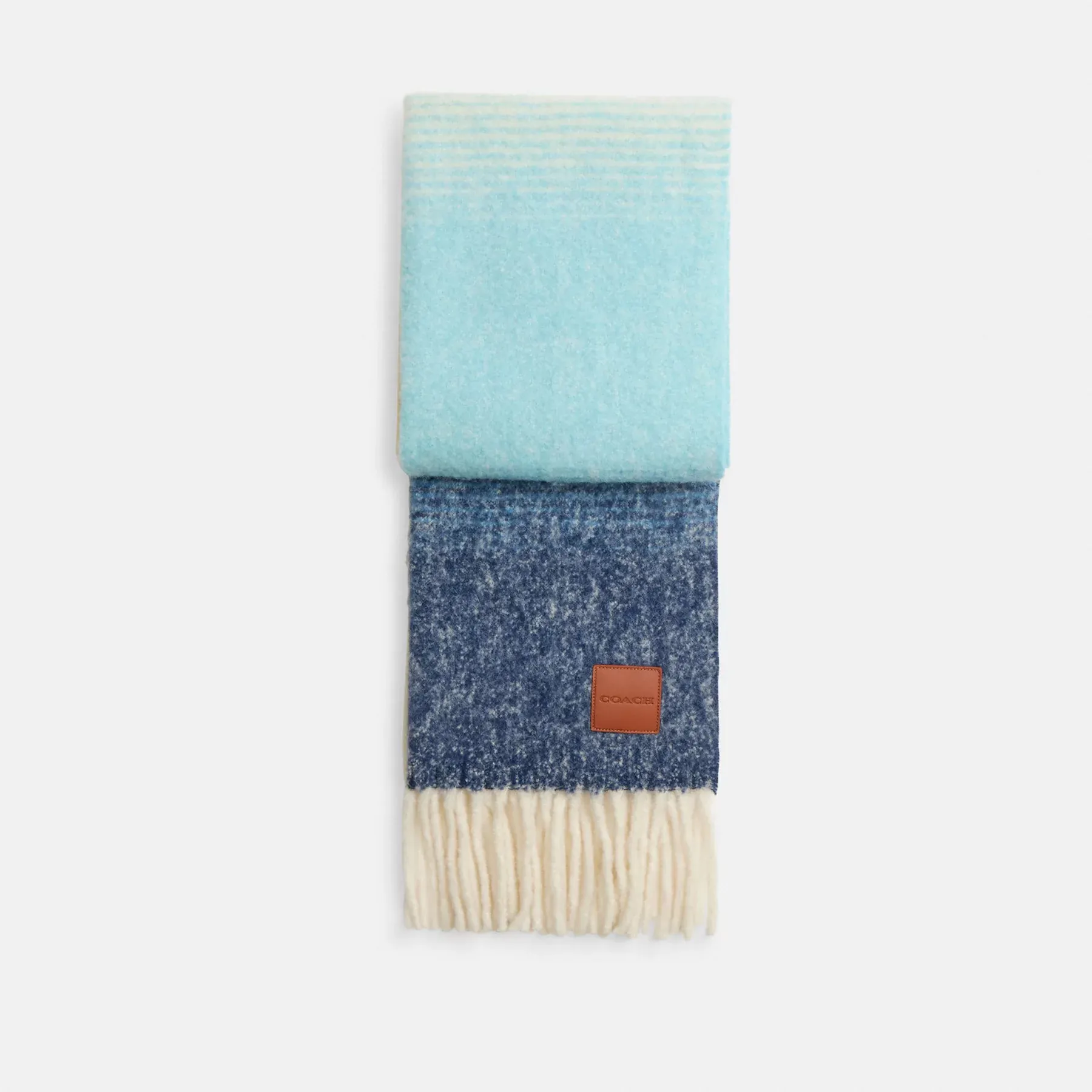 COACH Ombre-Schal mit Lederaufnäher Marineblau Multi