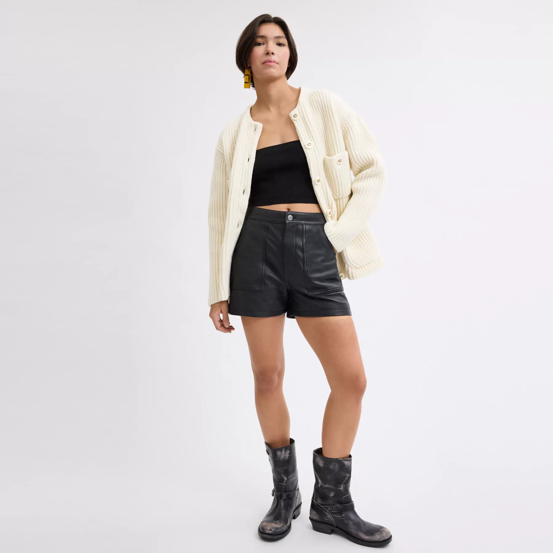 COACH Oversize-Cardigan mit Taschen Creme