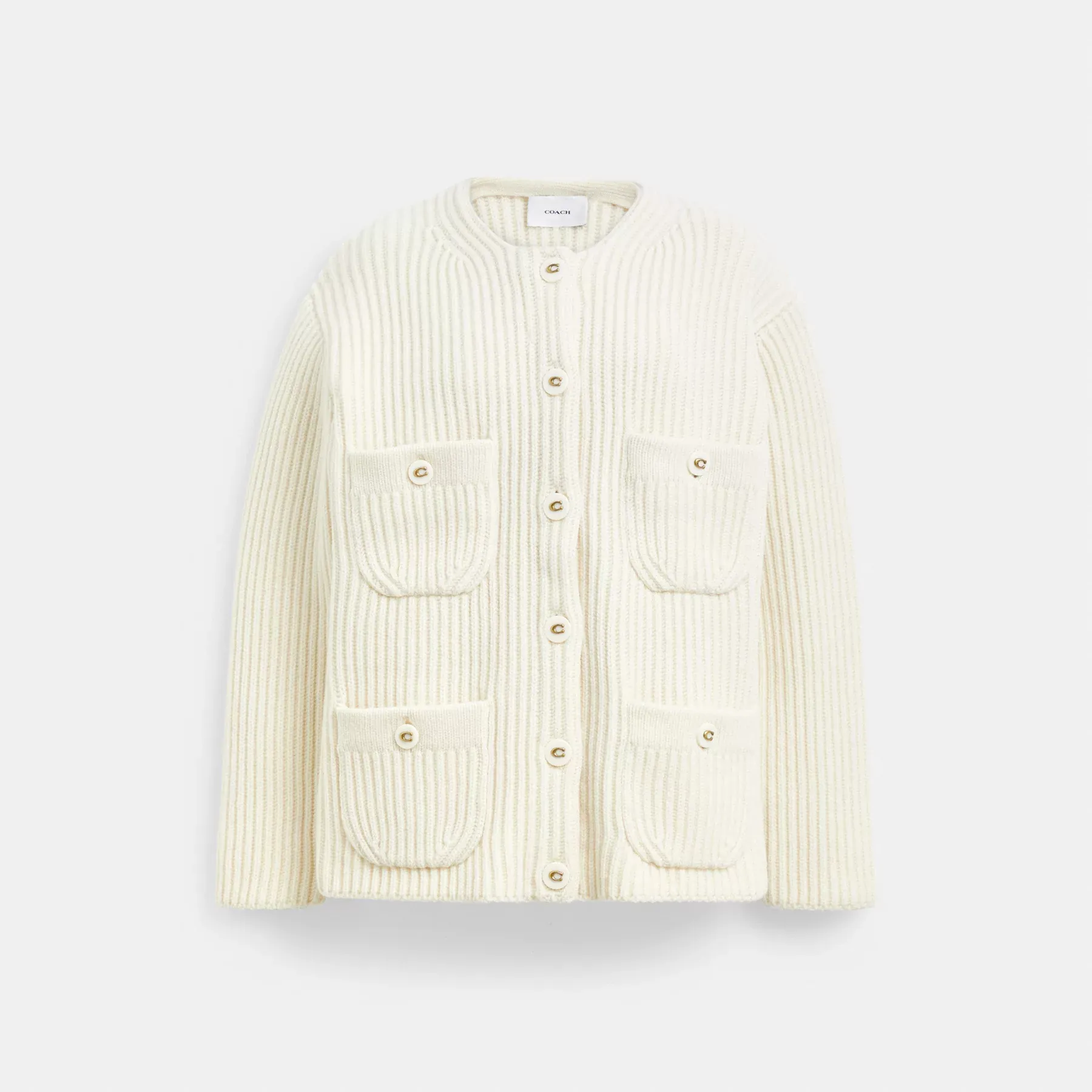 COACH Oversize-Cardigan mit Taschen Creme