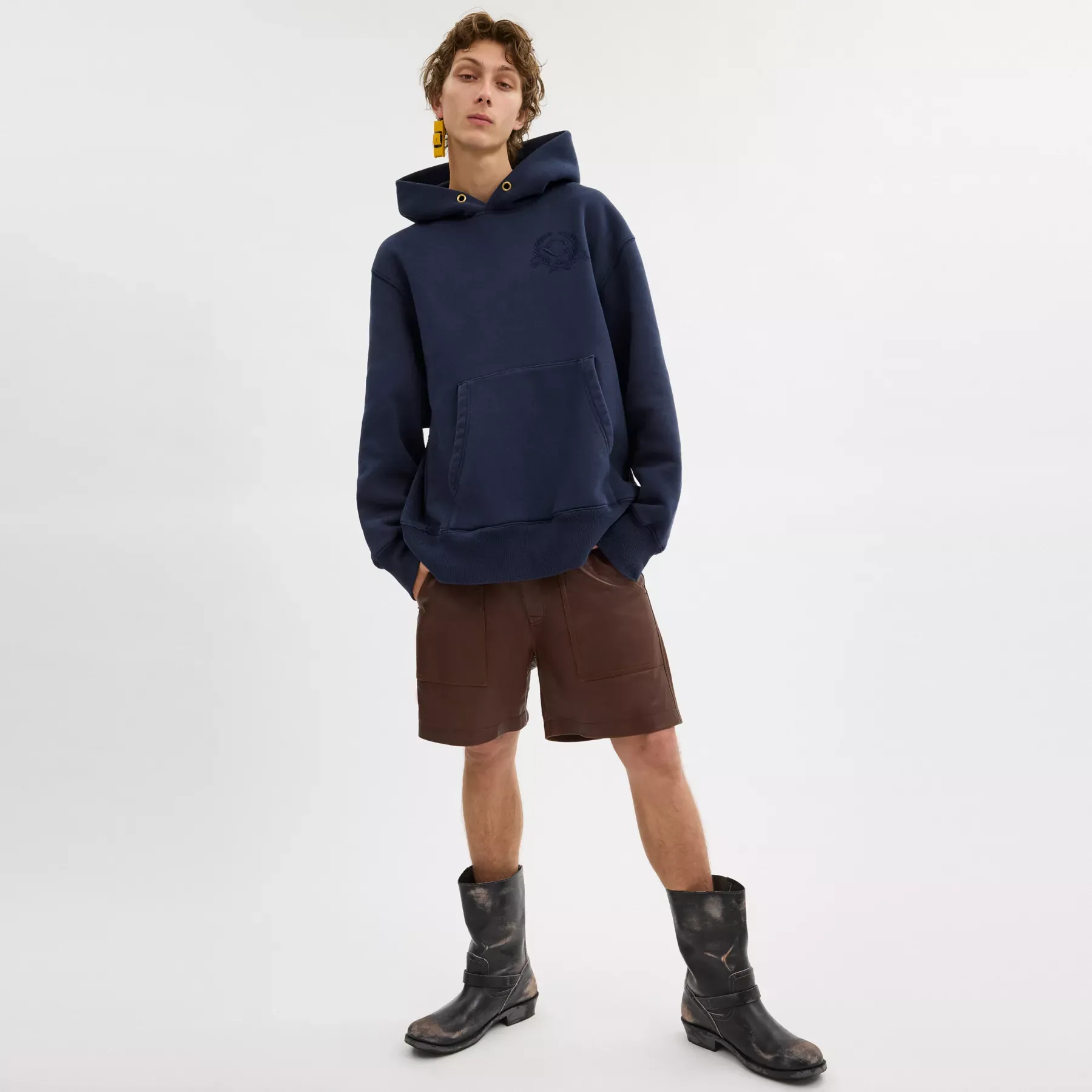 COACH Oversize-Hoodie mit charakteristischem Wappen aus Bio-Baumwolle Marineblau