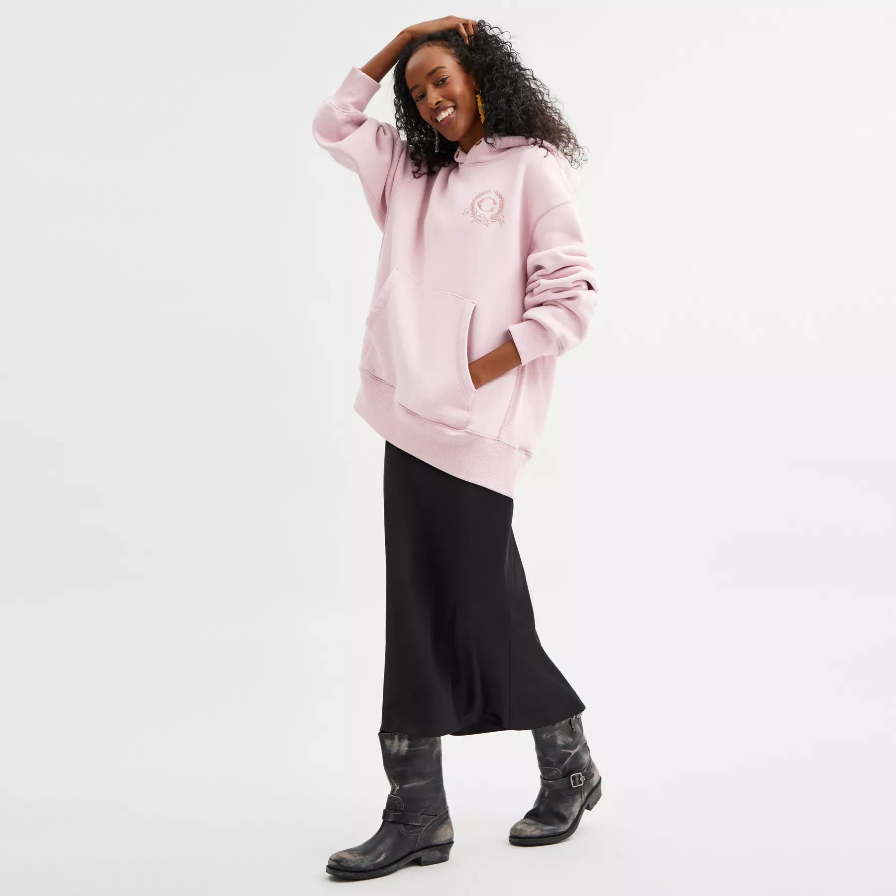 COACH Oversize-Hoodie mit charakteristischem Wappen aus Bio-Baumwolle Rosa