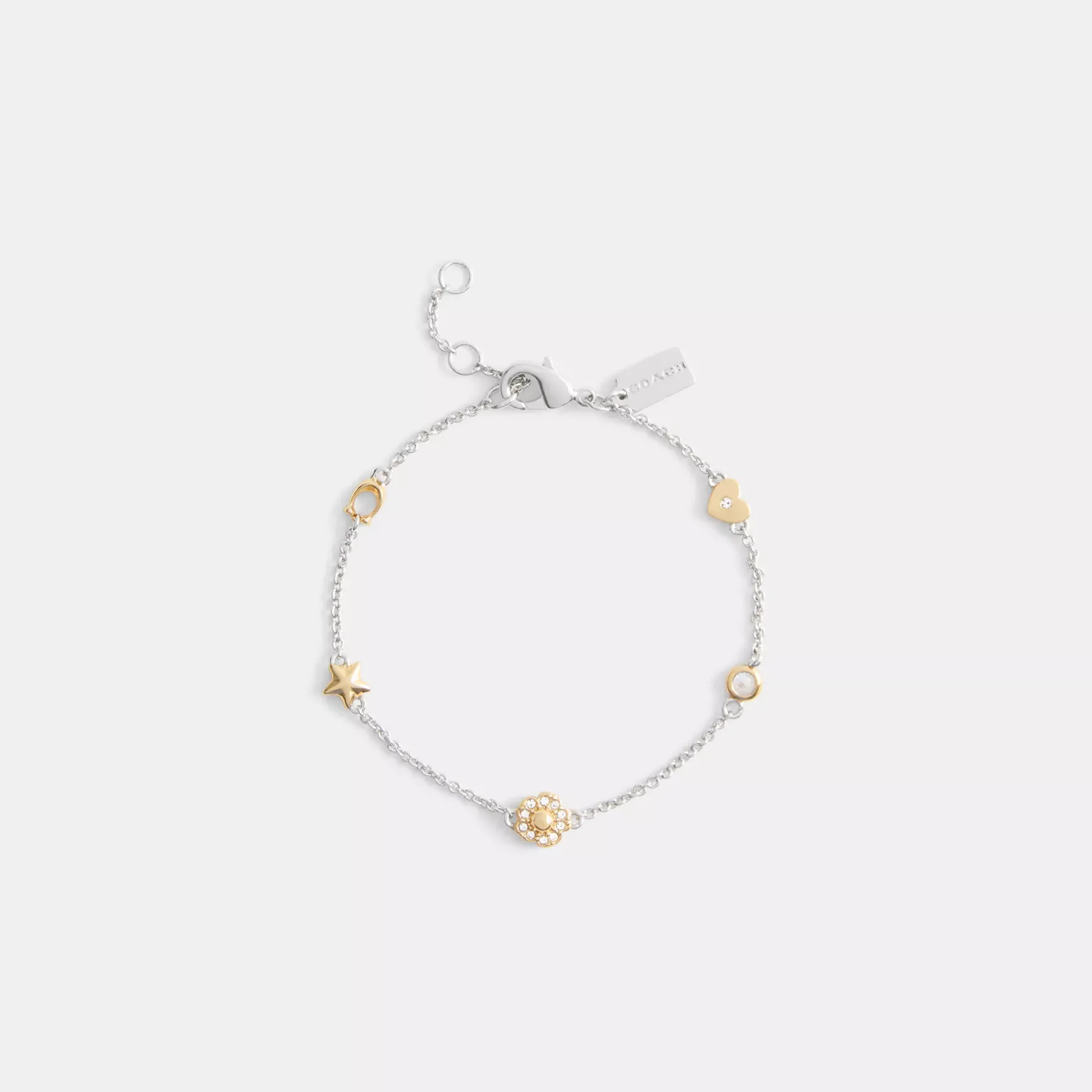COACH Pavé-Armband mit Teerose und Herz Gold/Silber
