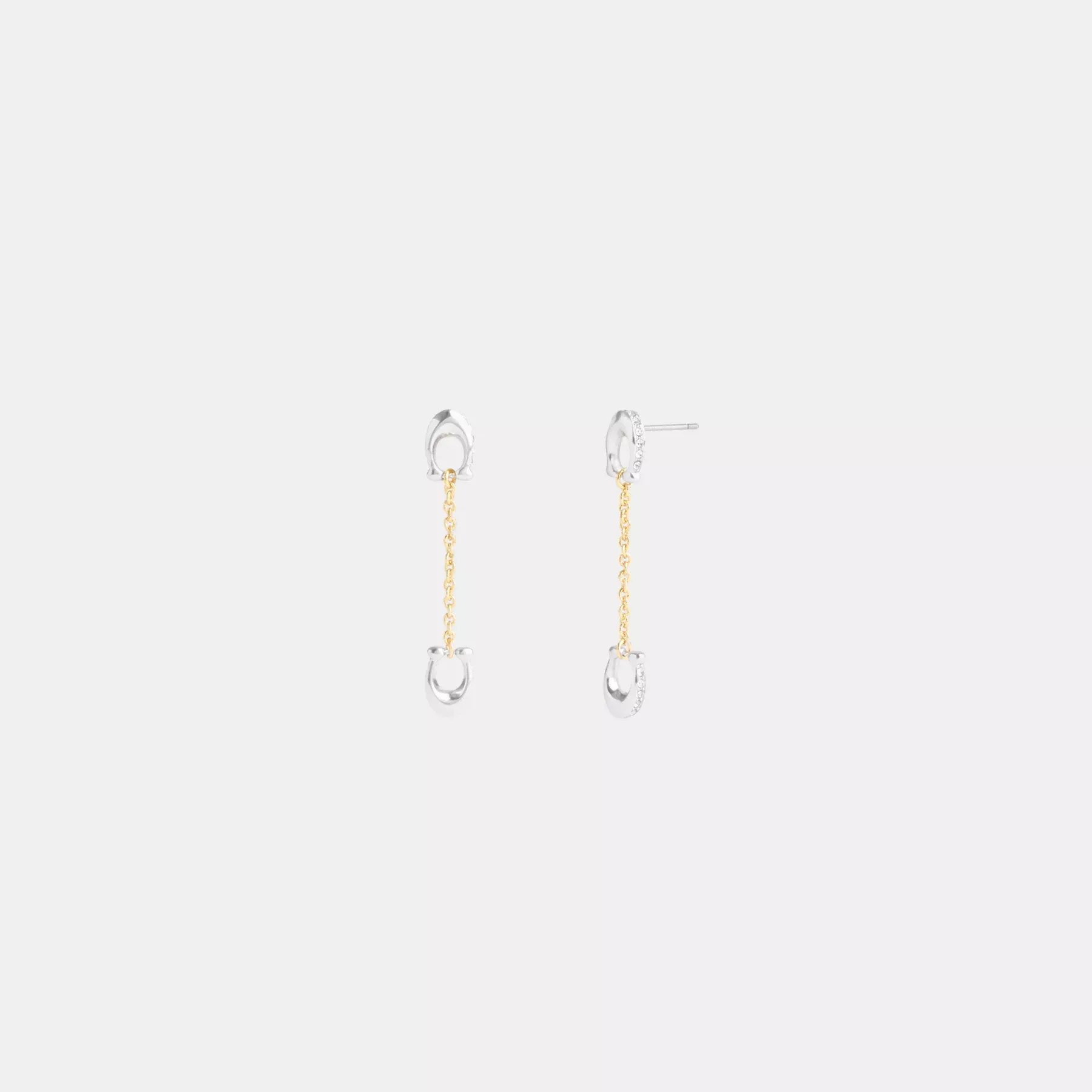 COACH Pavé Signature Chain Linear Ohrringe Gold/Silber