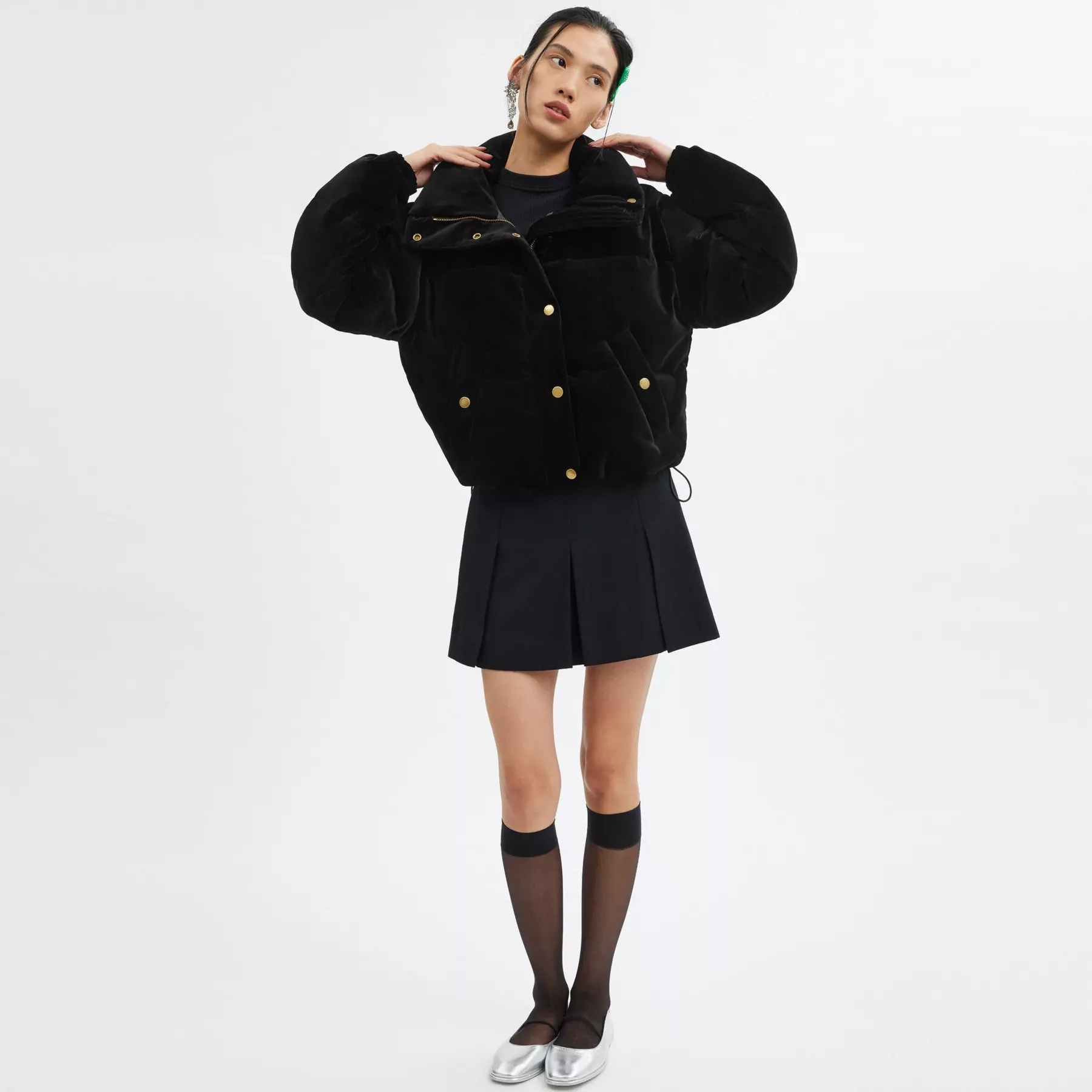 COACH Pufferjacke aus Samt Schwarz