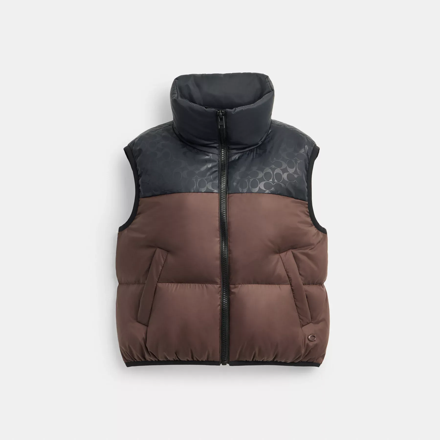 COACH Pufferweste aus recyceltem Polyamid Schwarz/Braun